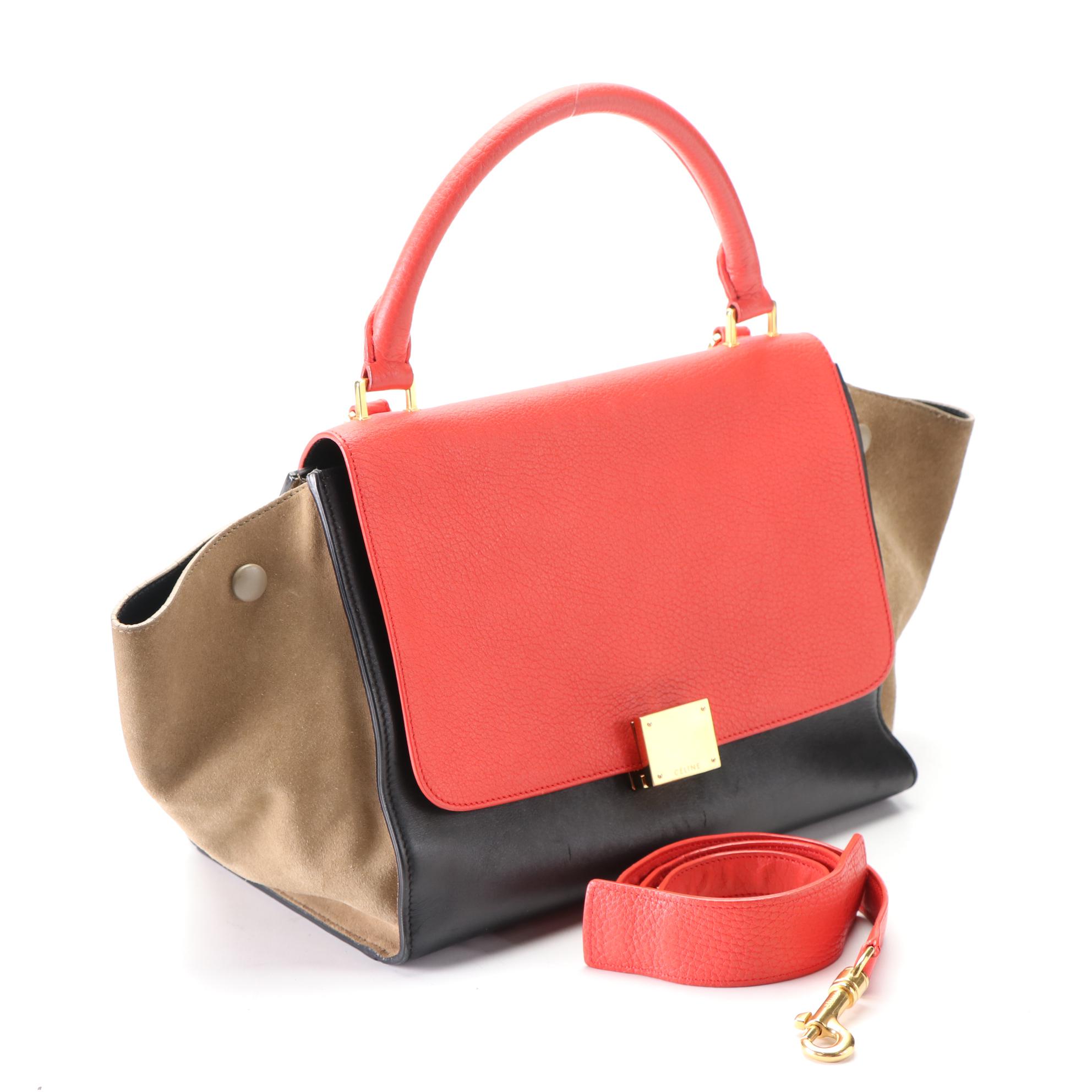 Céline Small Trapeze Bag in Leather and Suede with Shoulder Strap