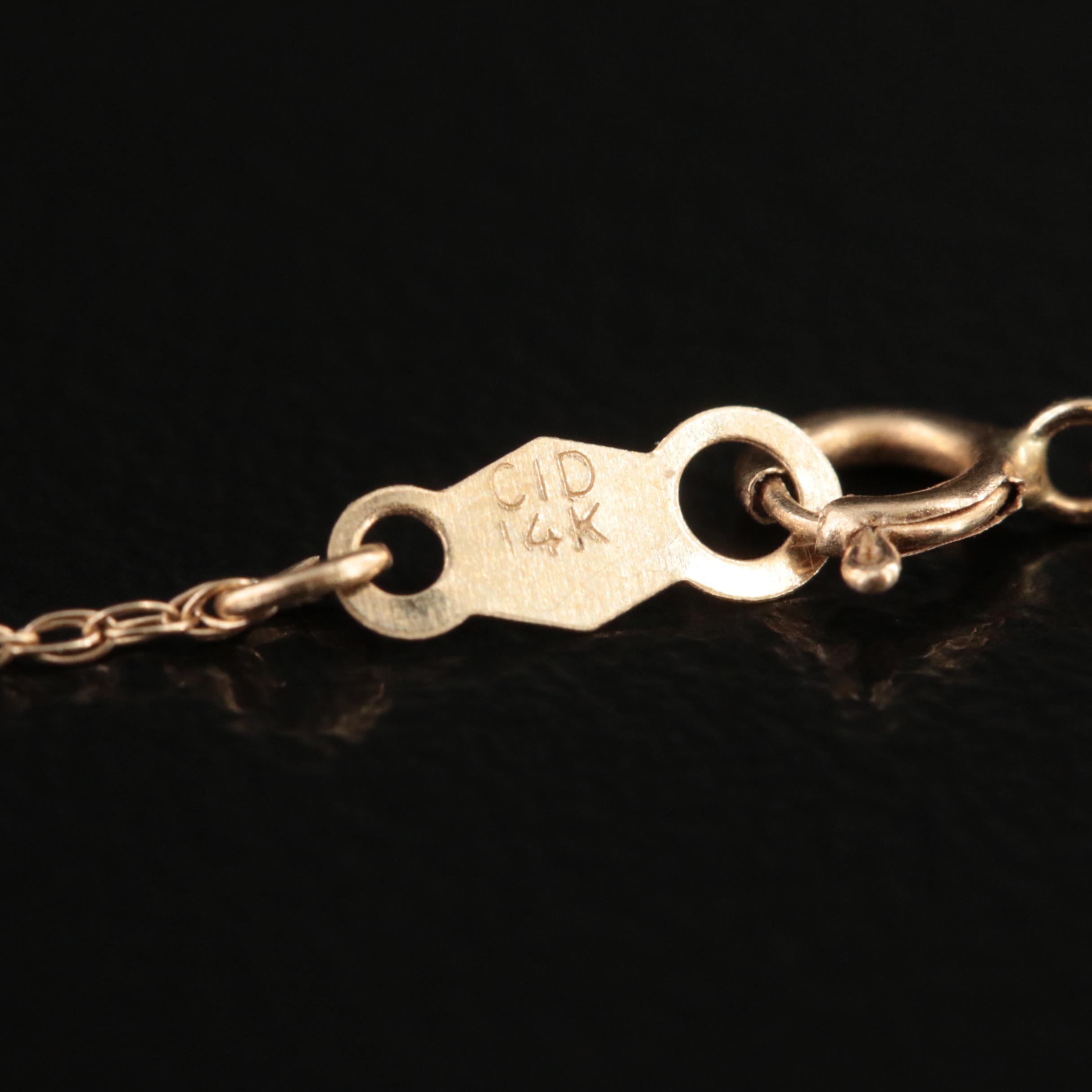 Art Nouveau 10K Moonstone, Seed Pearl and Faux Pearl Lavalier Pendant Necklace