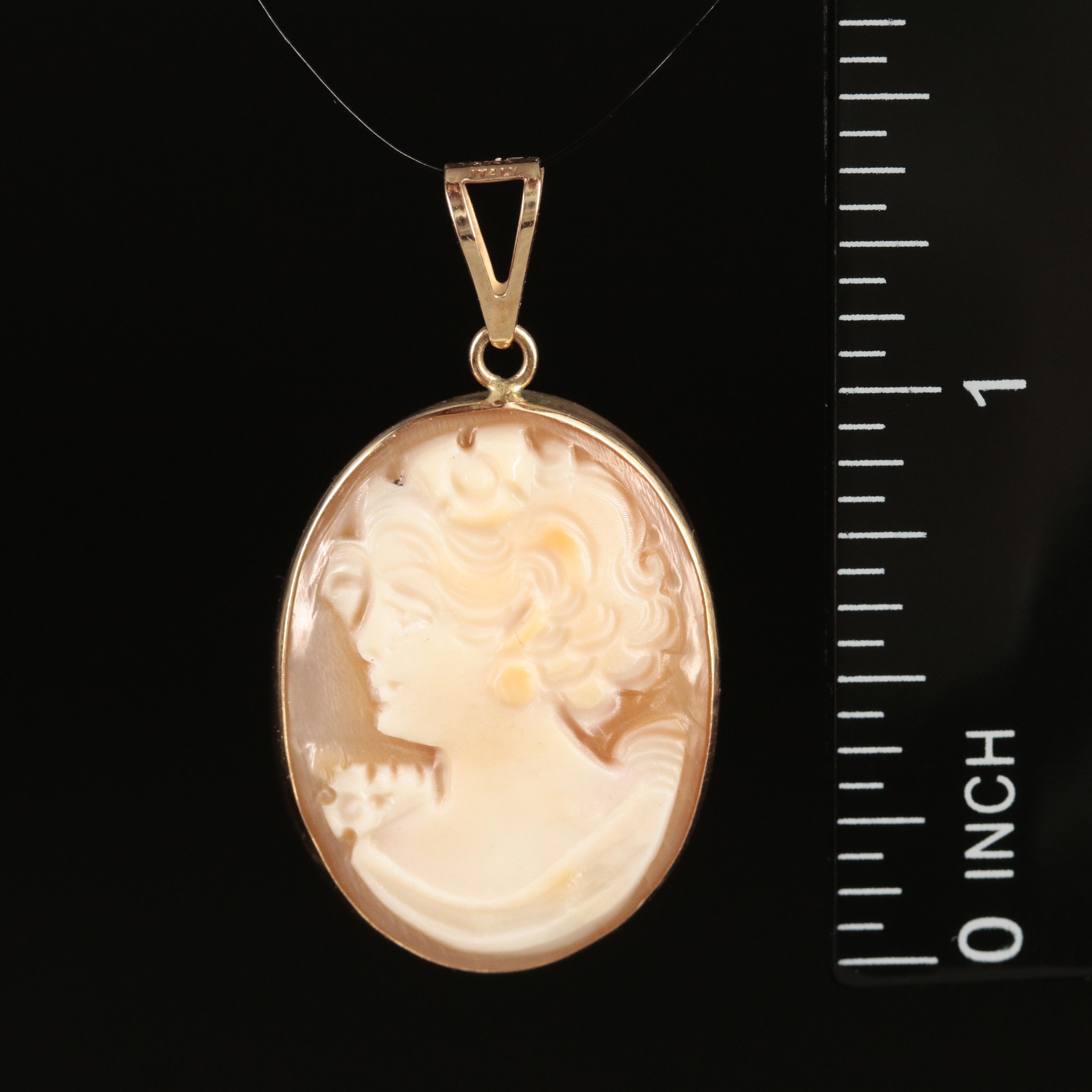 Italian 14K Shell Reversible Cameo Pendant