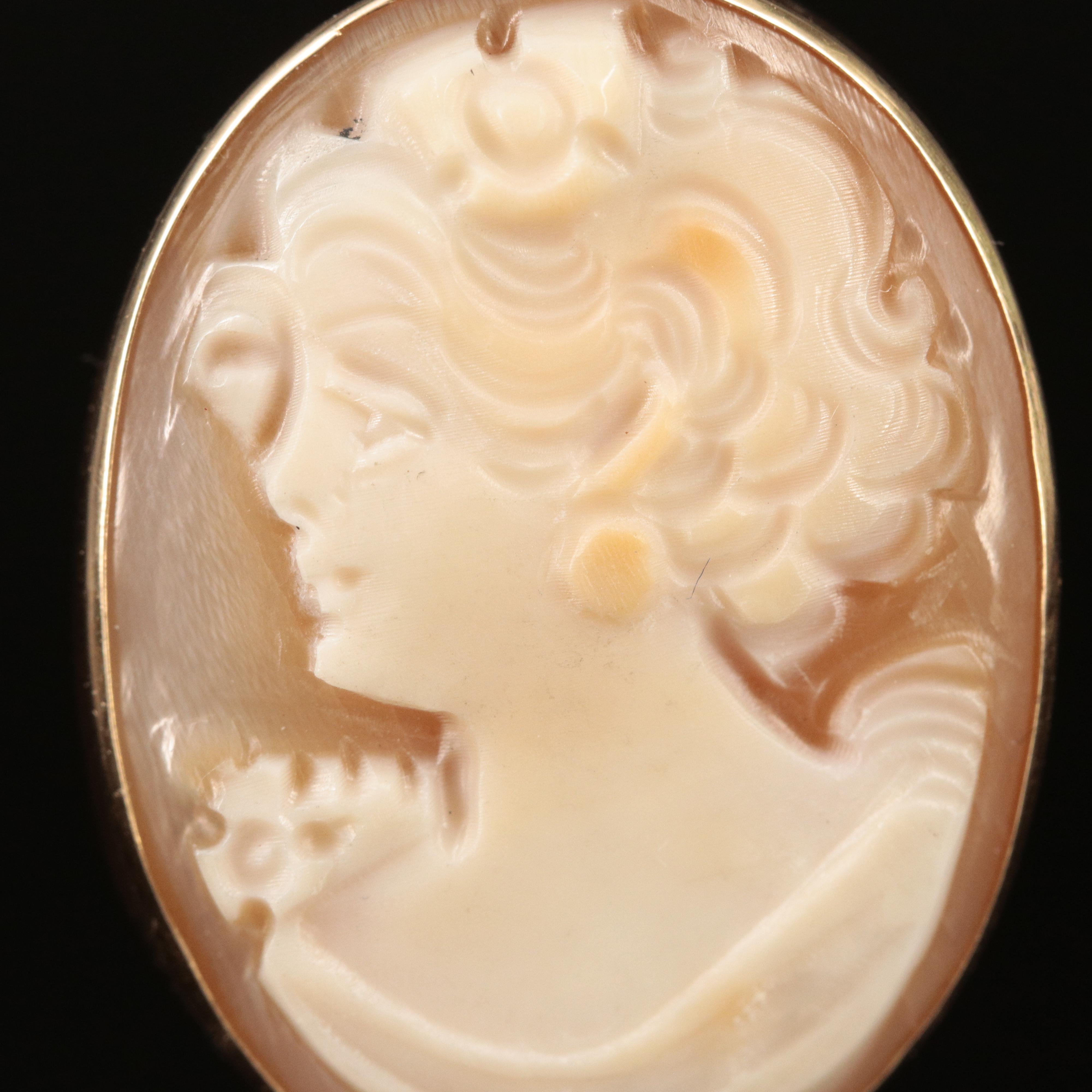 Italian 14K Shell Reversible Cameo Pendant