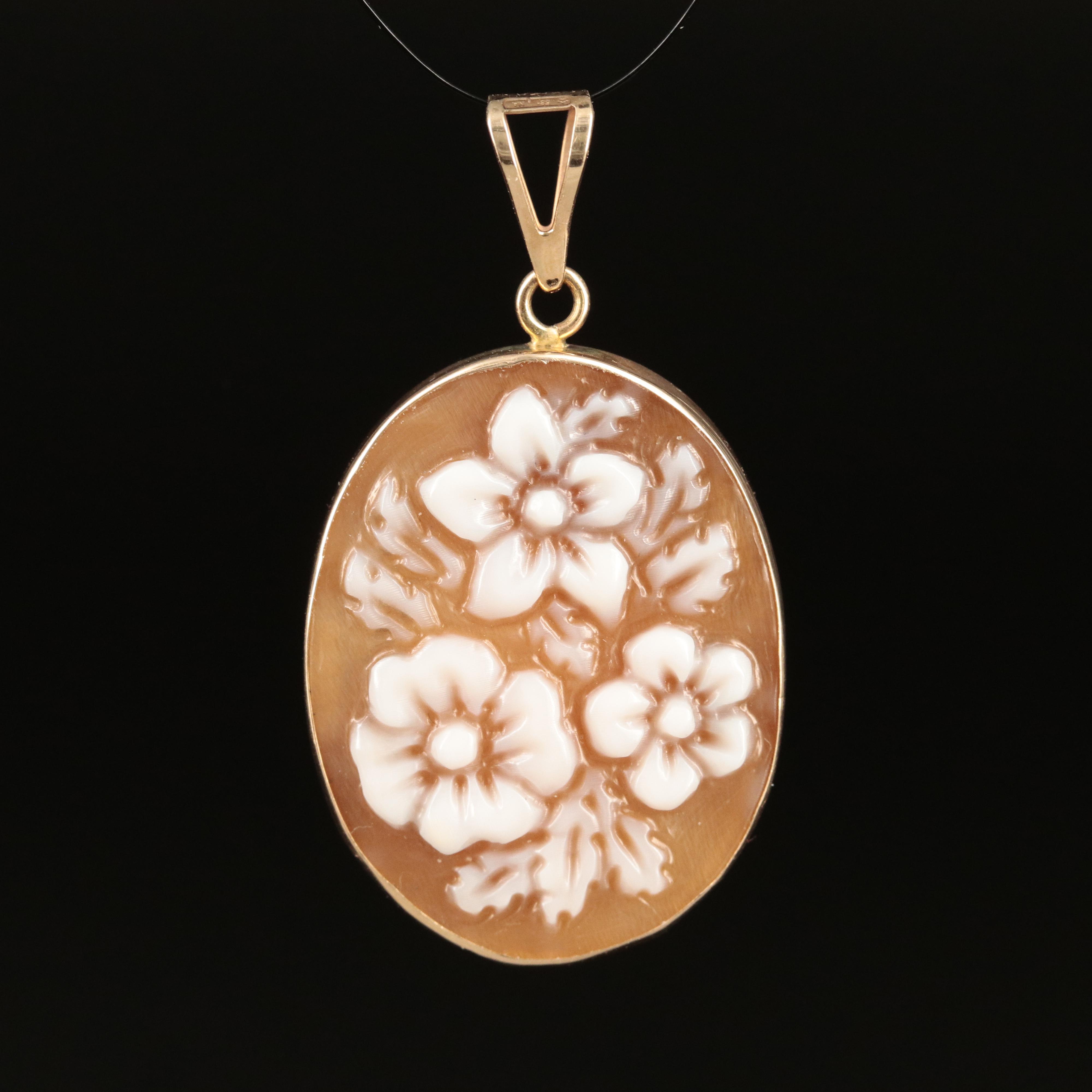 Italian 14K Shell Reversible Cameo Pendant
