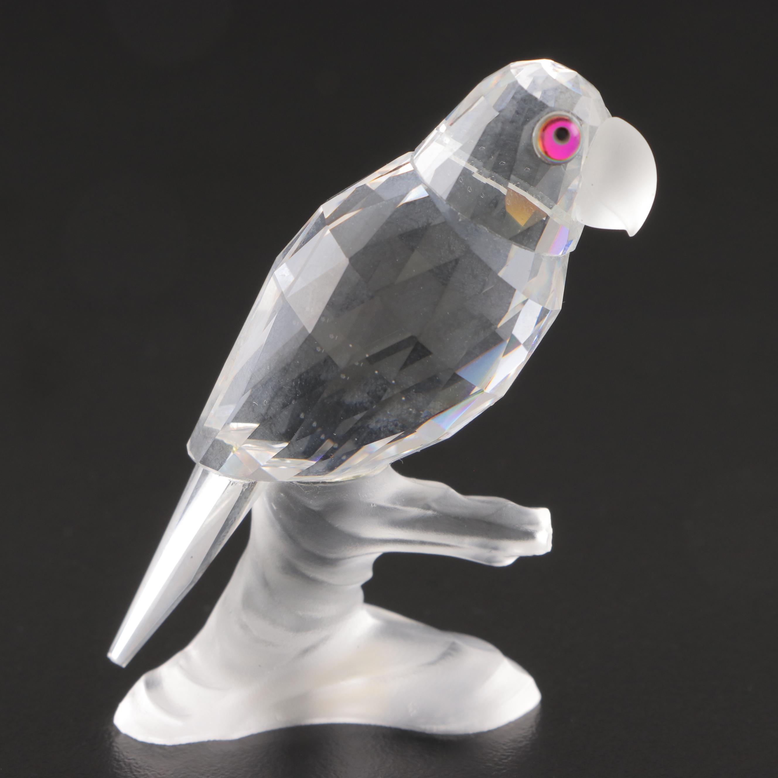 Swarovski Crystal Toucan, Kingfisher and Parrot Bird Figurines