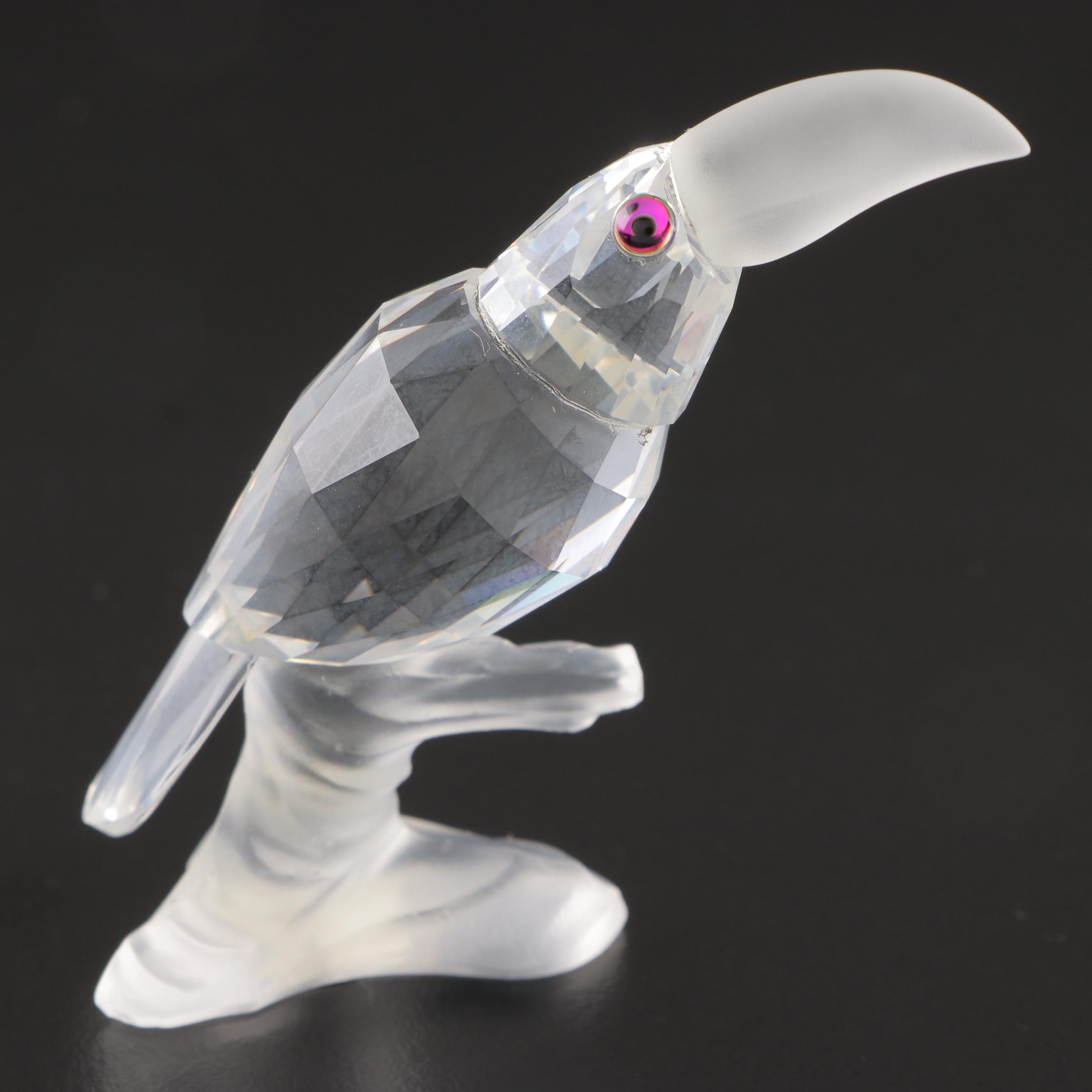 Swarovski Crystal Toucan, Kingfisher and Parrot Bird Figurines