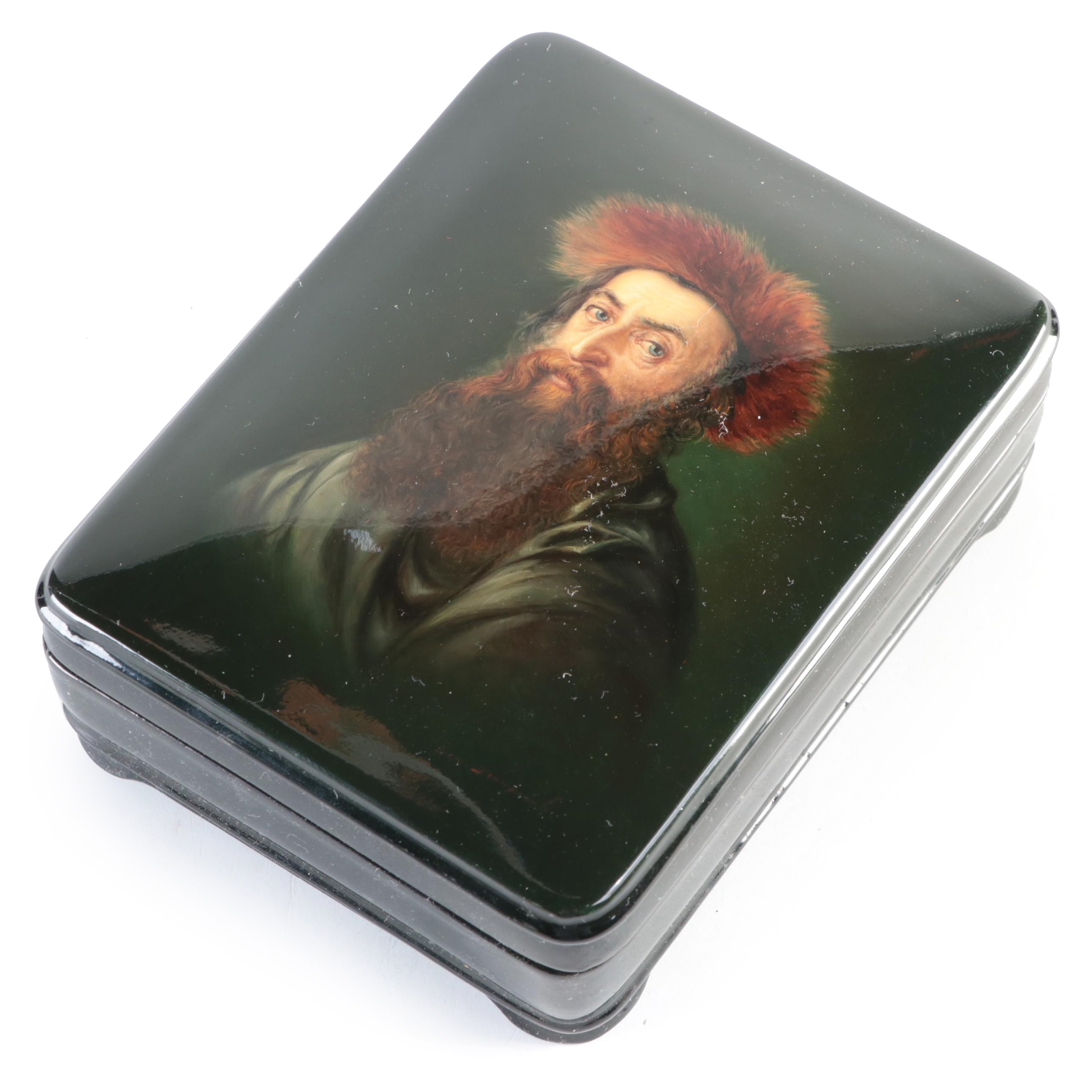 Russian Fedoskino "The Hasidic Jew" Lacquerware Box