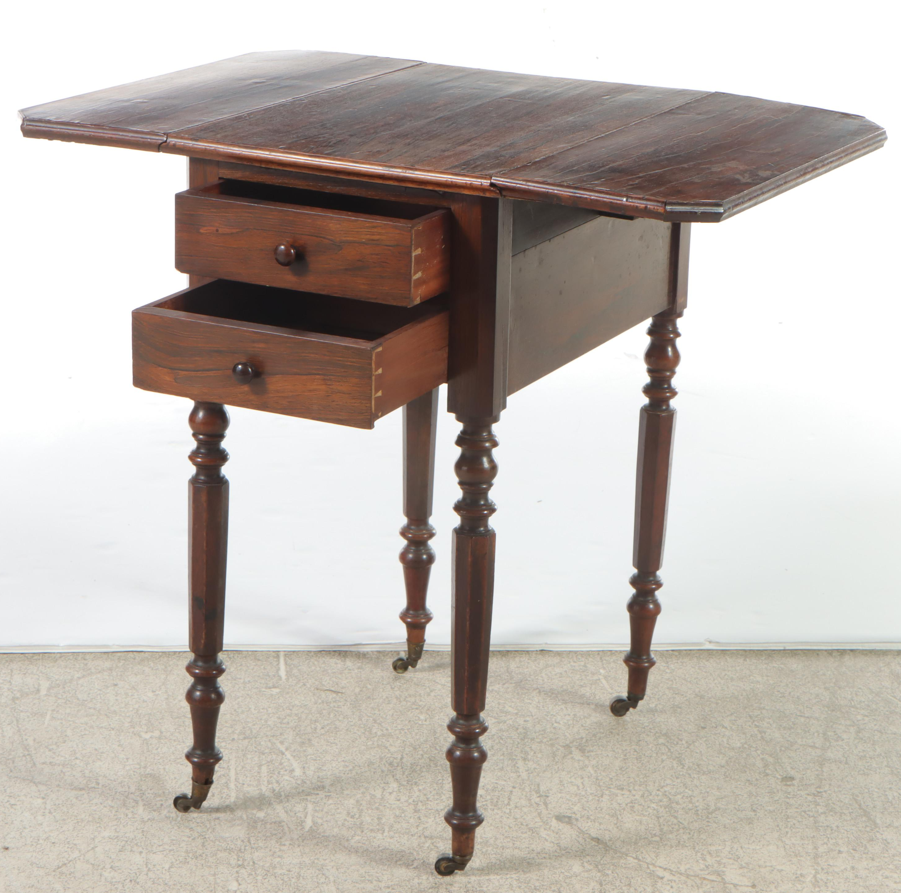 Napoleon III Rosewood Drop-Leaf Bedside Table, Late 19th Century