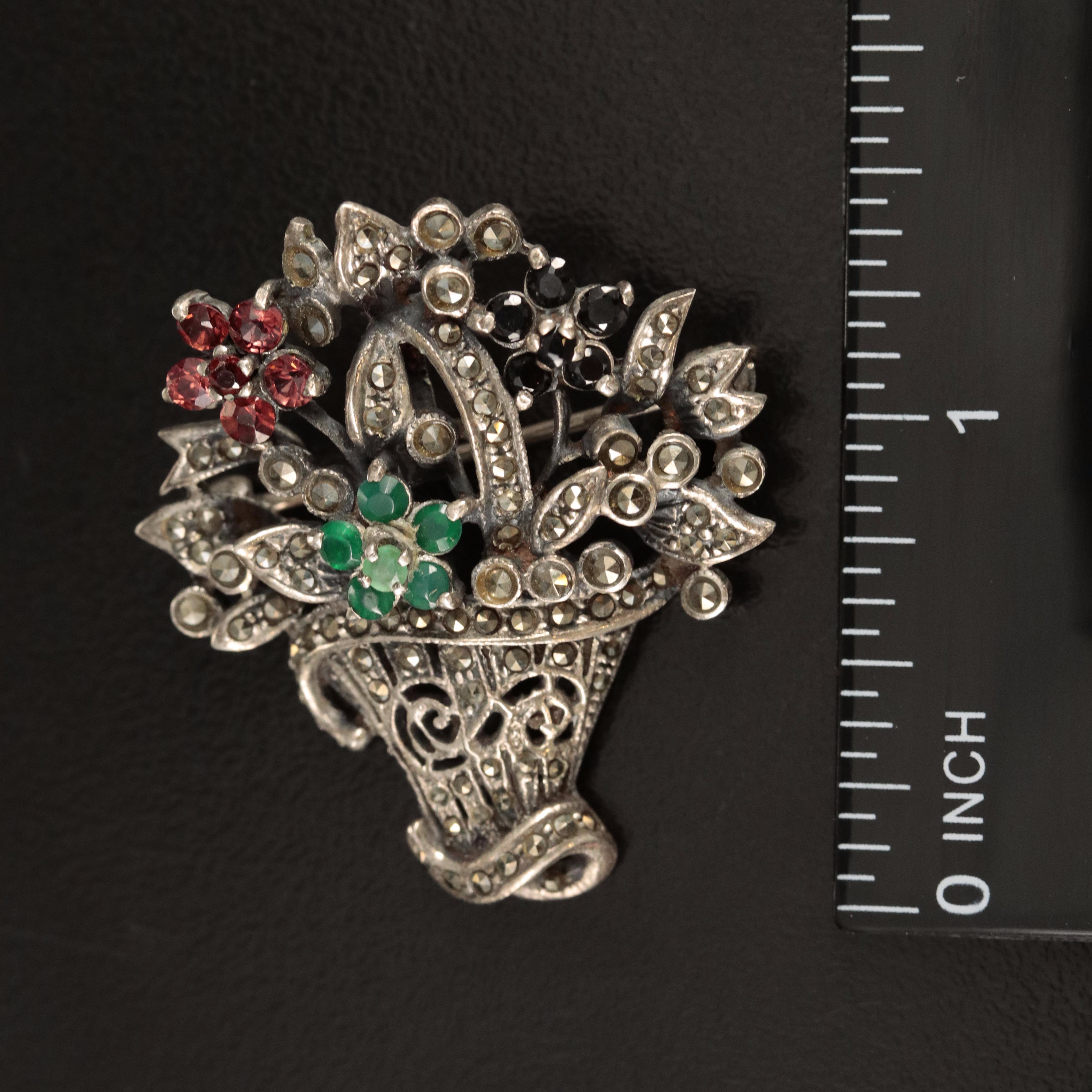 Sterling Giardinetti Converter Brooch Including Chalcedony and Garnet