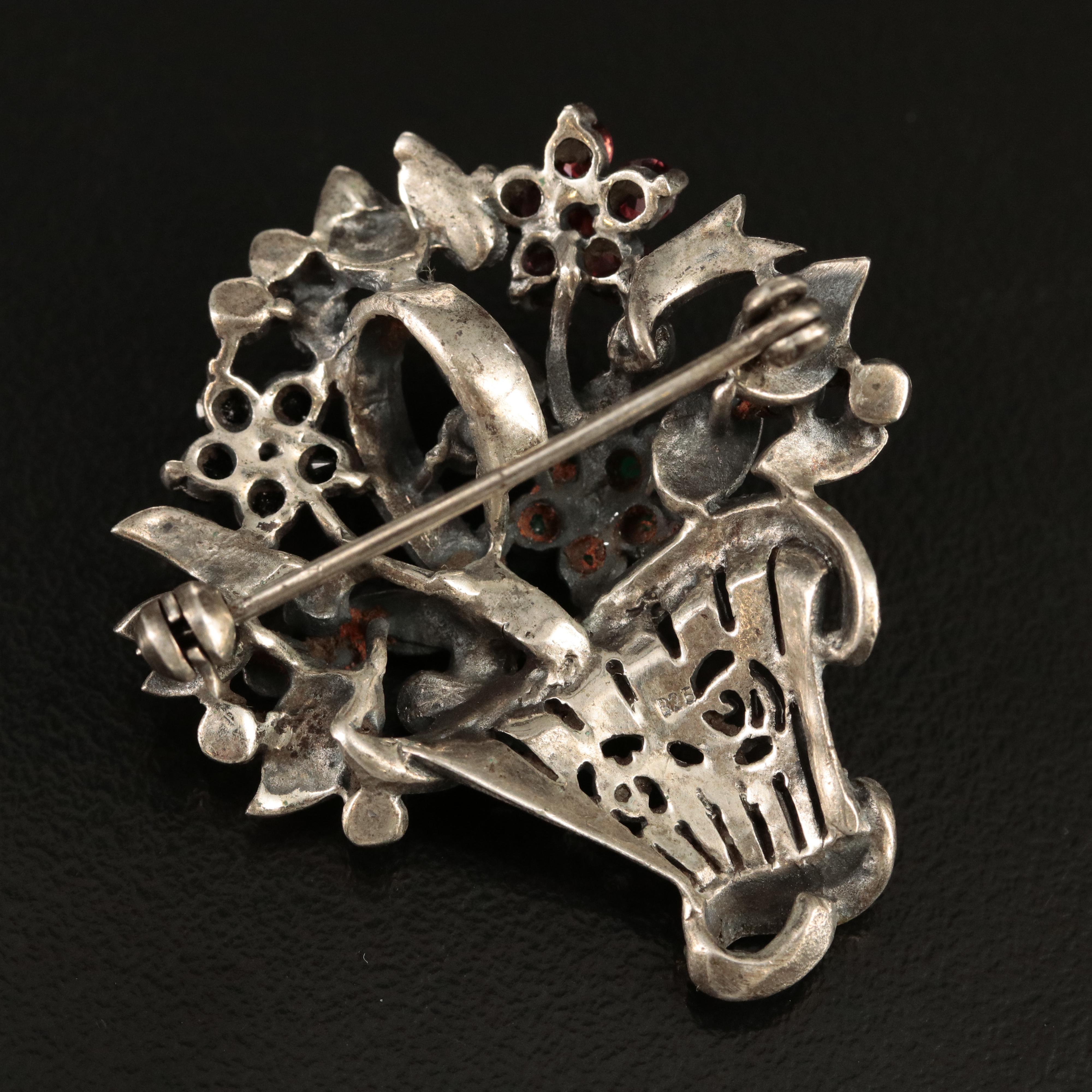 Sterling Giardinetti Converter Brooch Including Chalcedony and Garnet