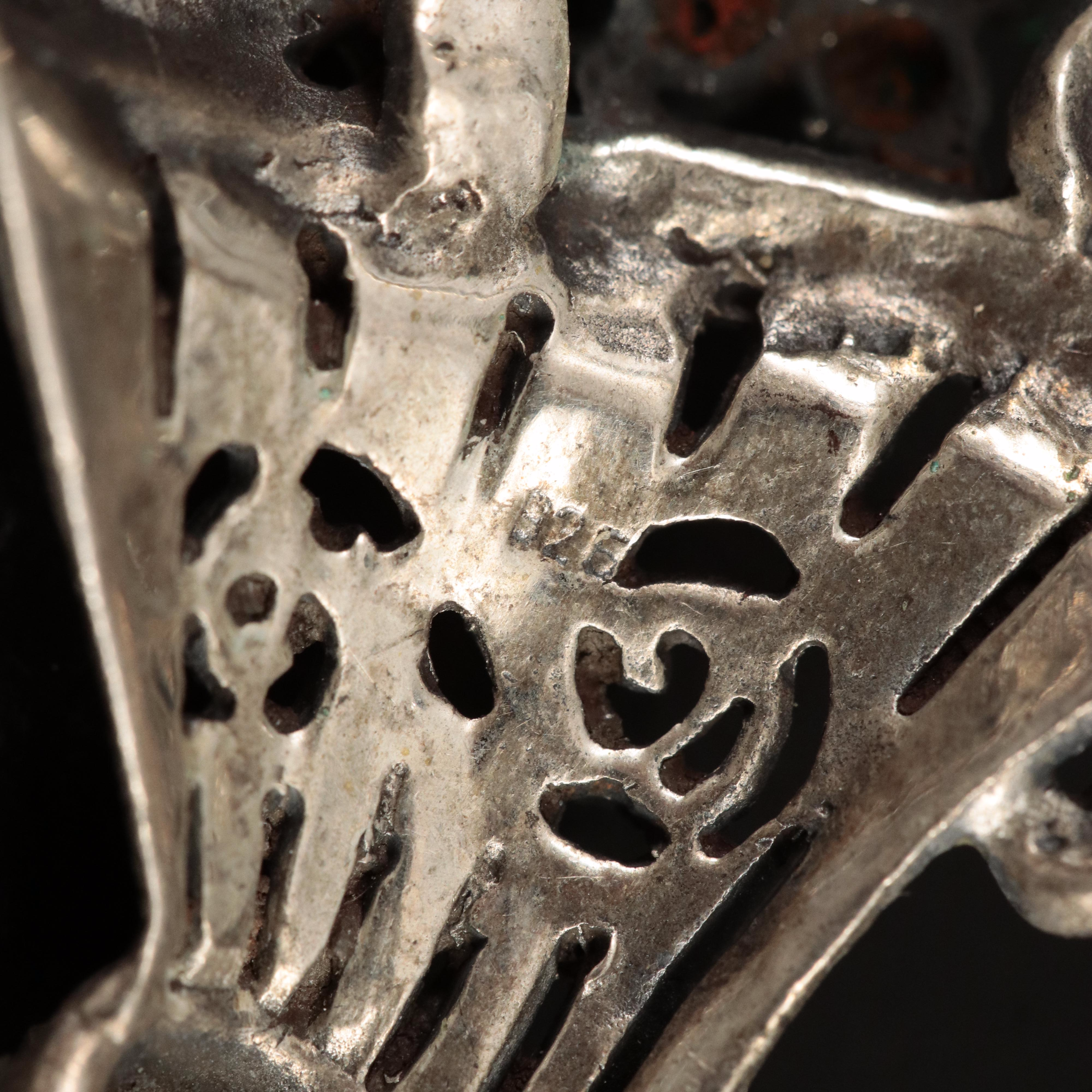 Sterling Giardinetti Converter Brooch Including Chalcedony and Garnet