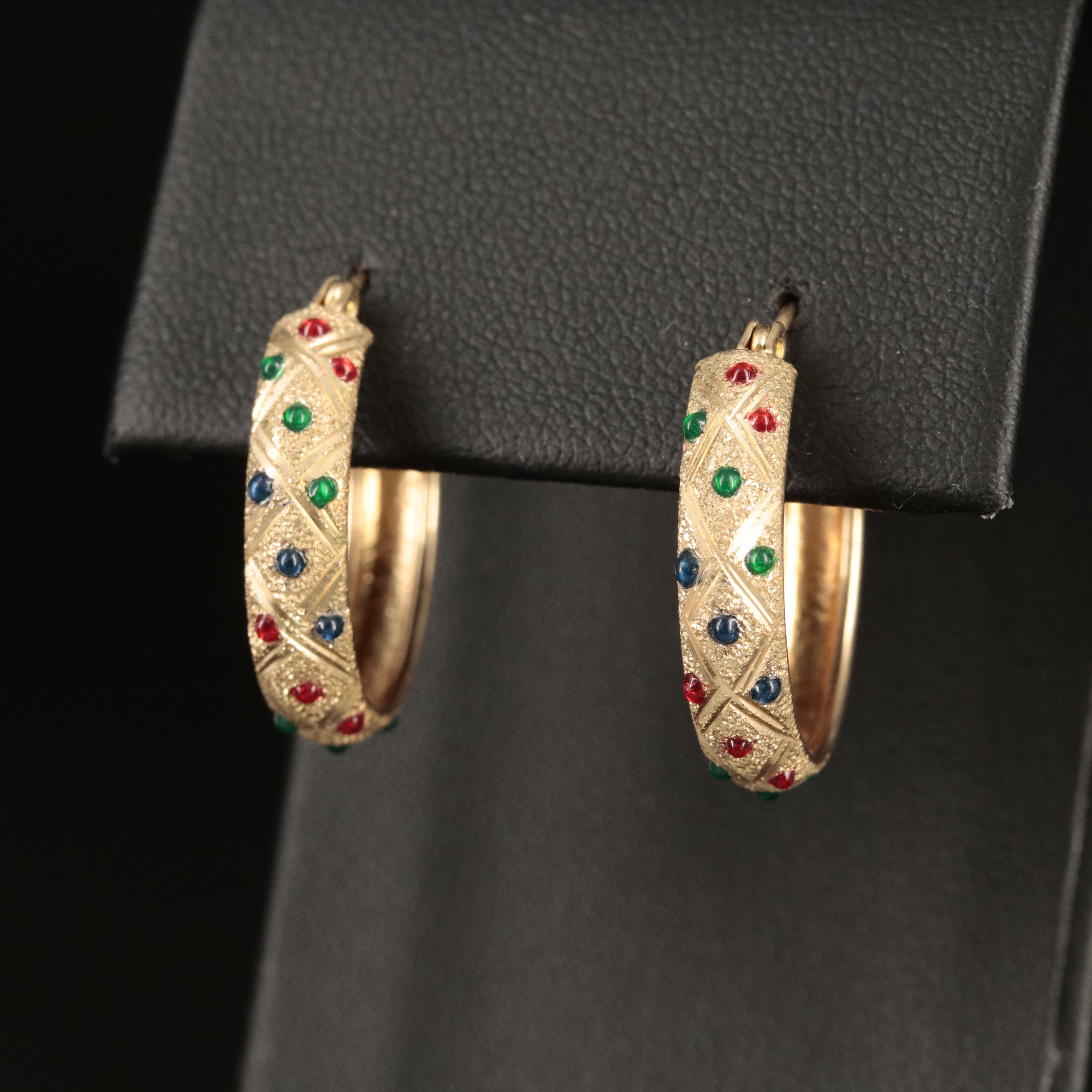 10K Enamel Hoop Earrings
