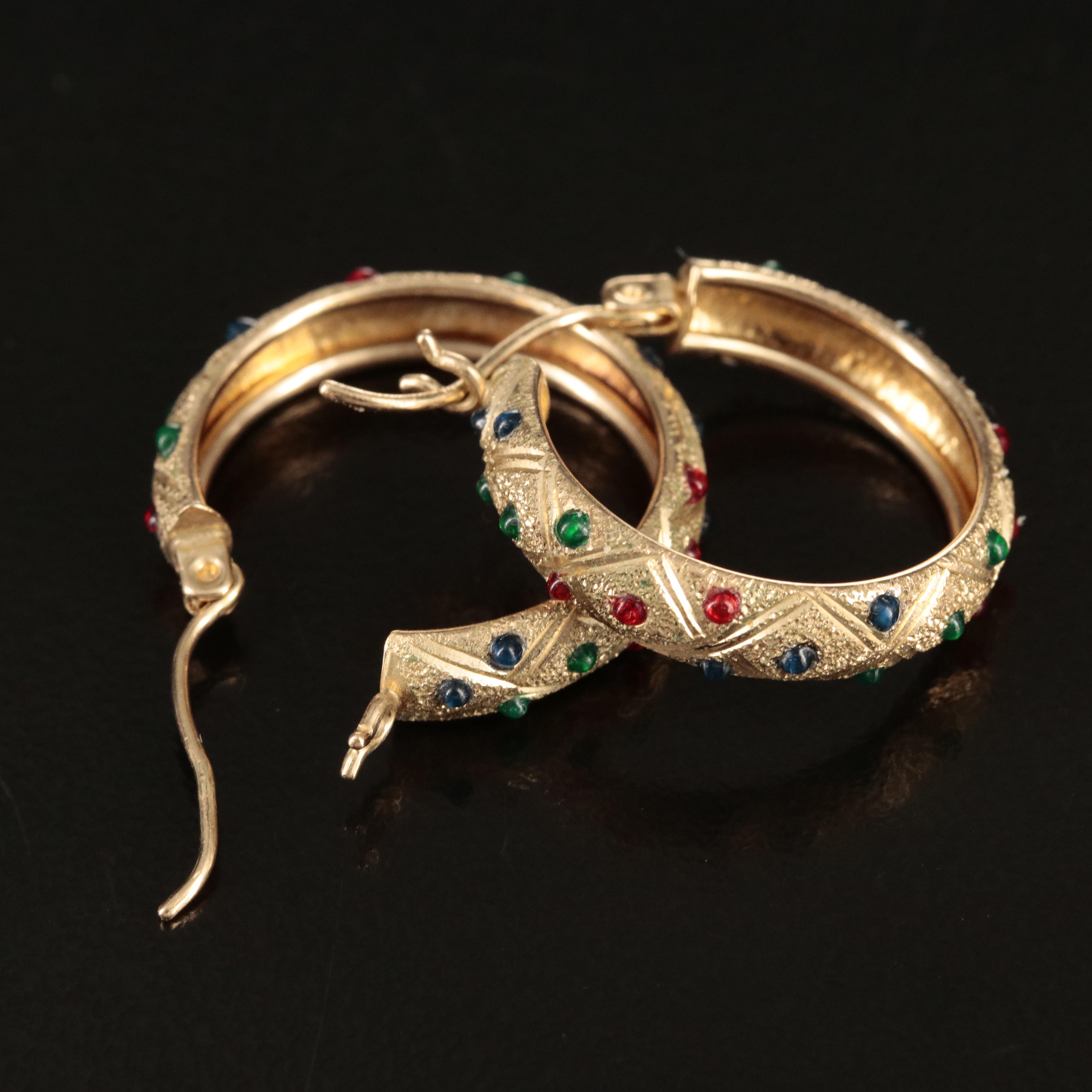 10K Enamel Hoop Earrings