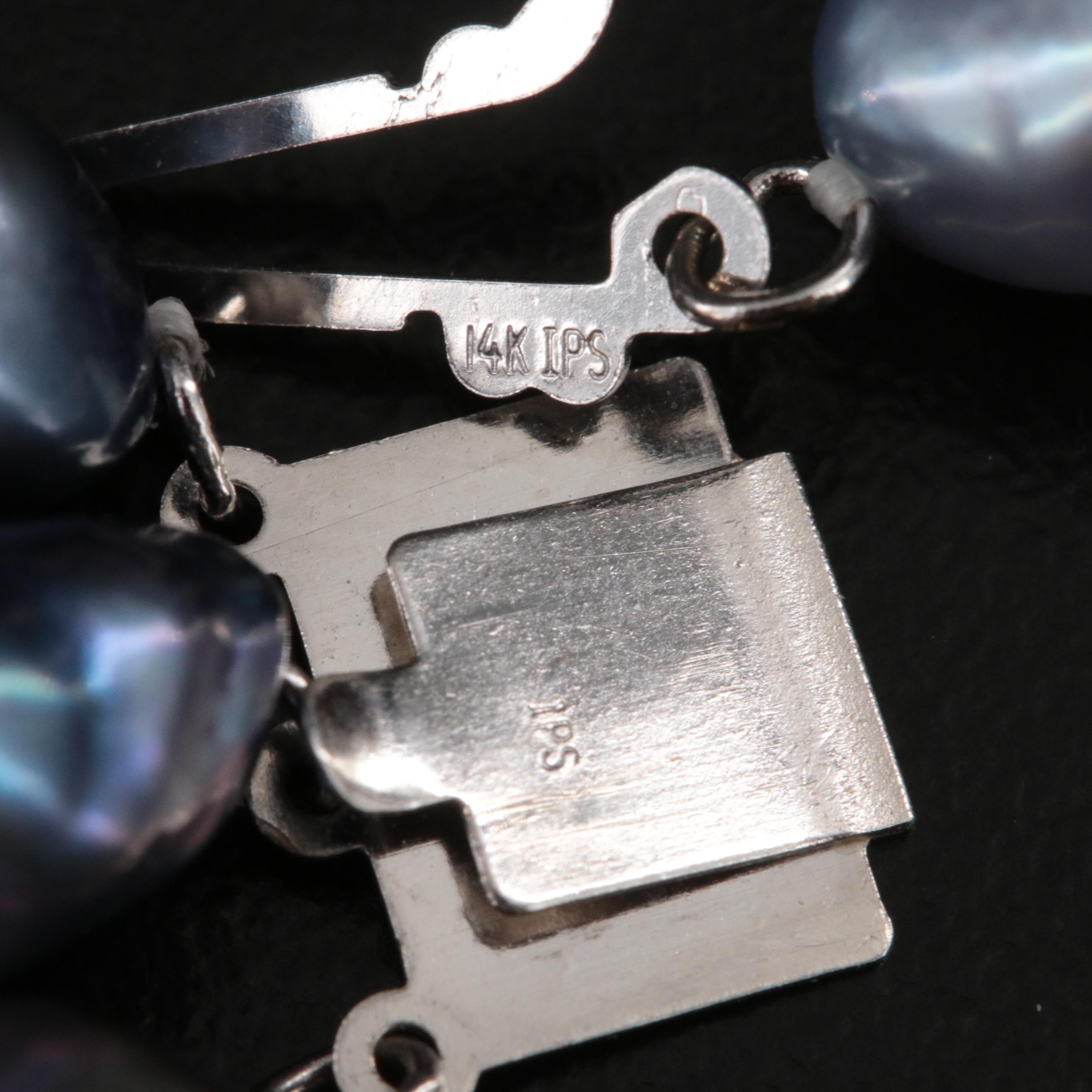 Baroque Pearl Rope Length Necklace and Triple Strand Bracelet with 14K Closures