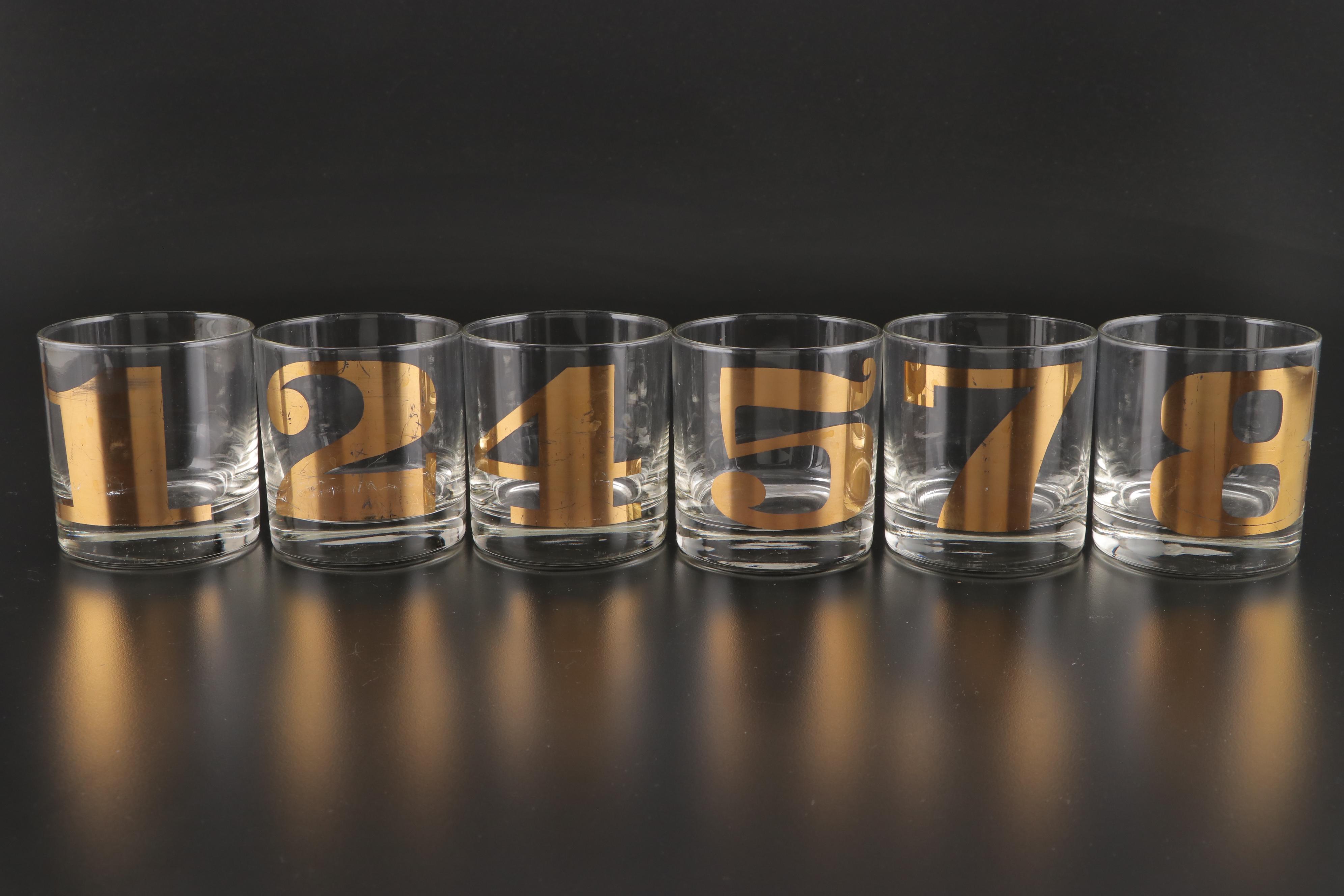Mod Style Numbered Old Fashioned Glasses