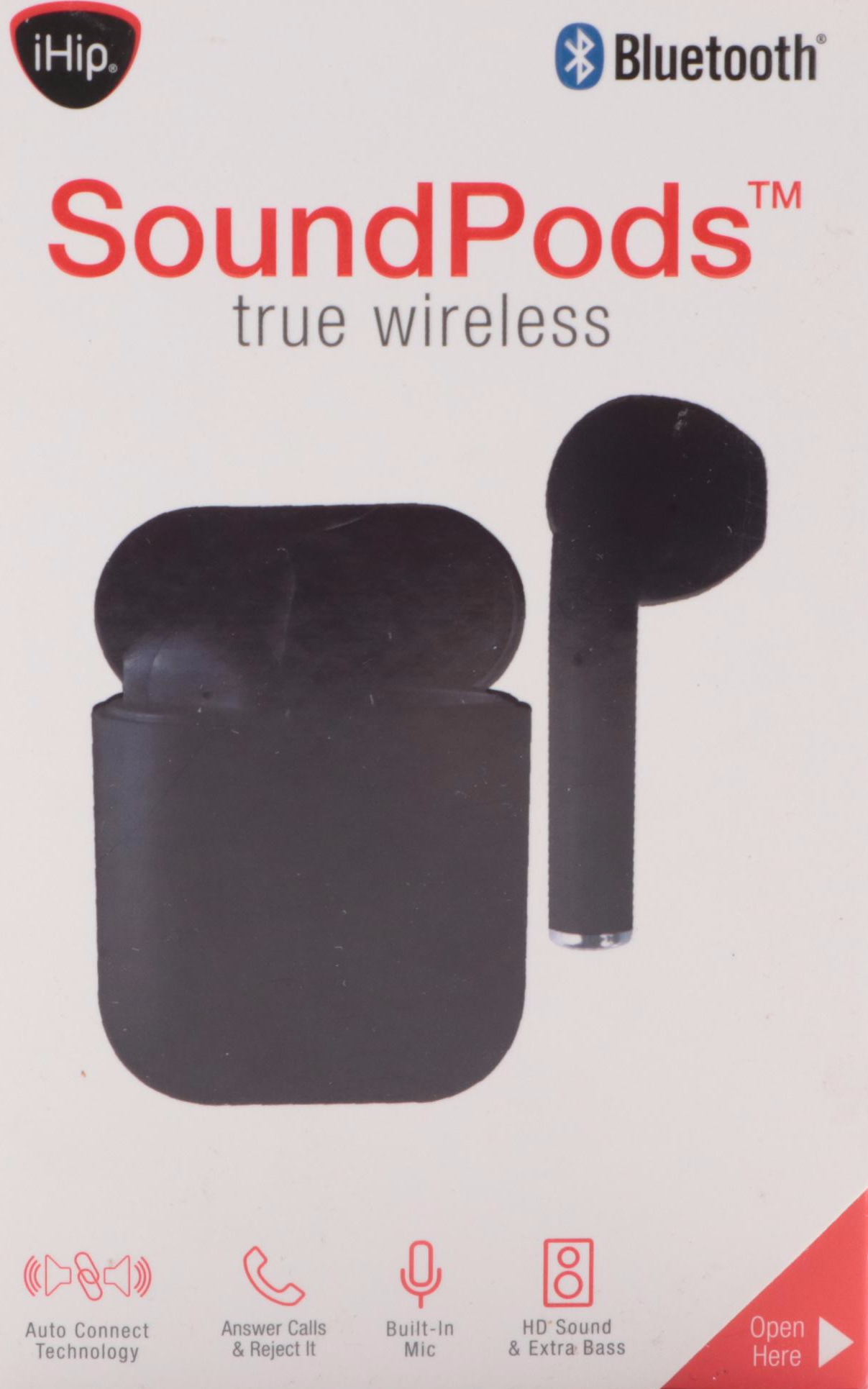 iHip SoundPods Black Bluetooth Earbuds, 2020