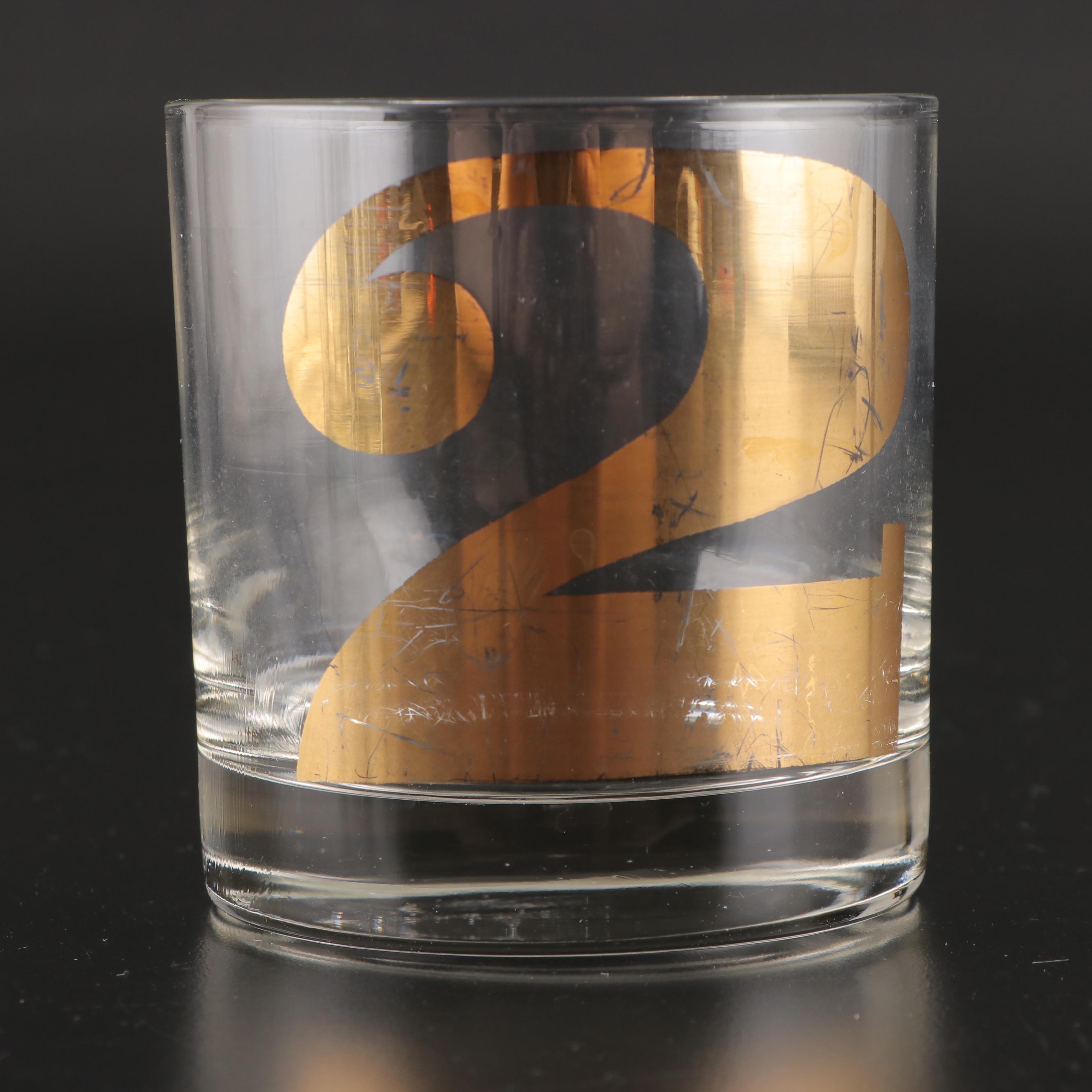 Mod Style Numbered Old Fashioned Glasses