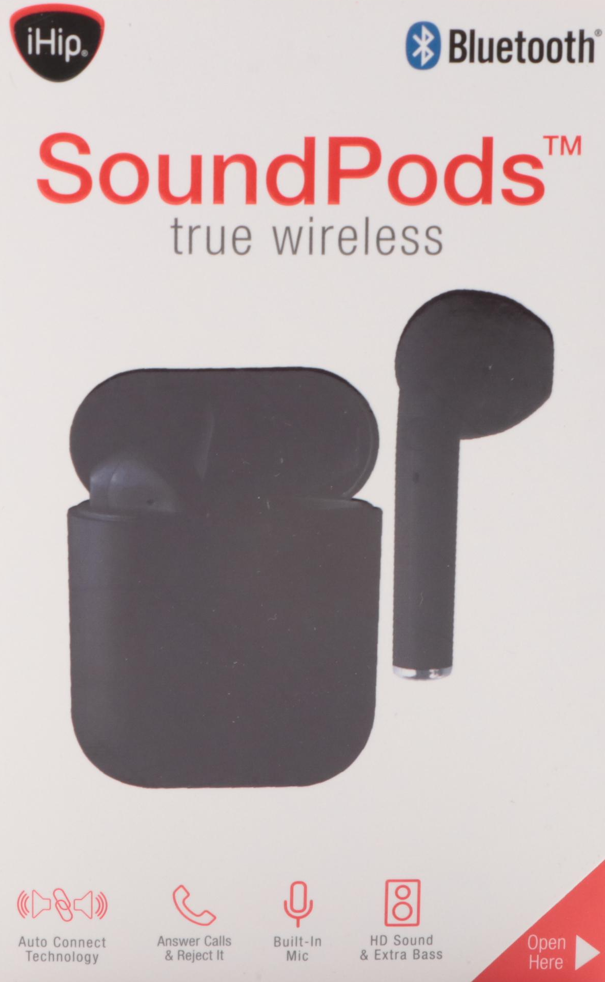 iHip SoundPods Black Bluetooth Earbuds, 2020