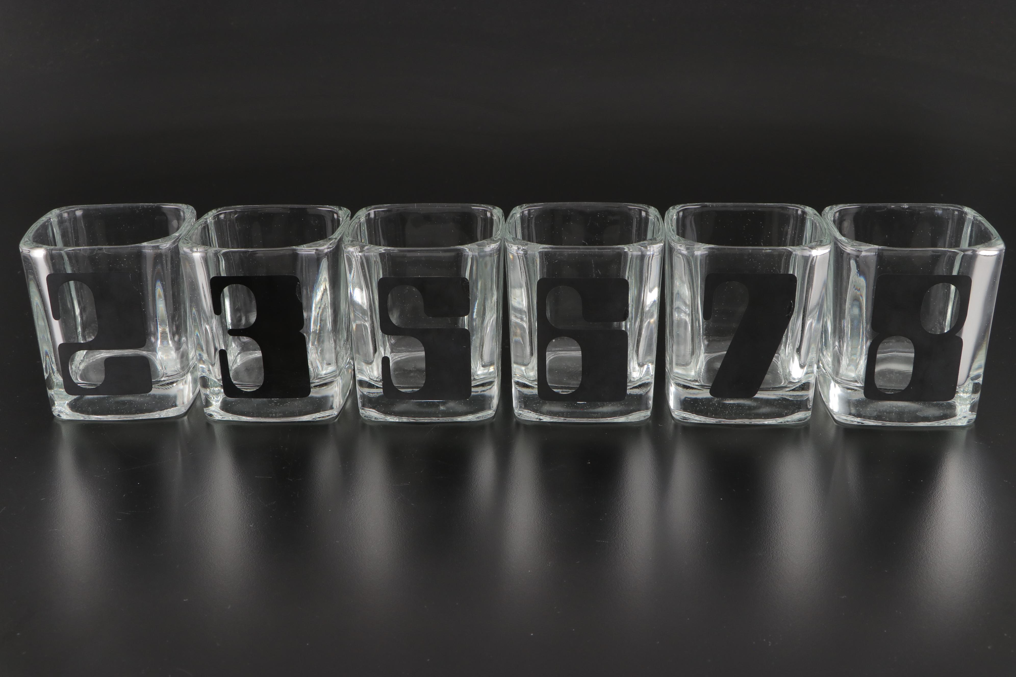 Mod Style Numbered Old Fashioned Glasses