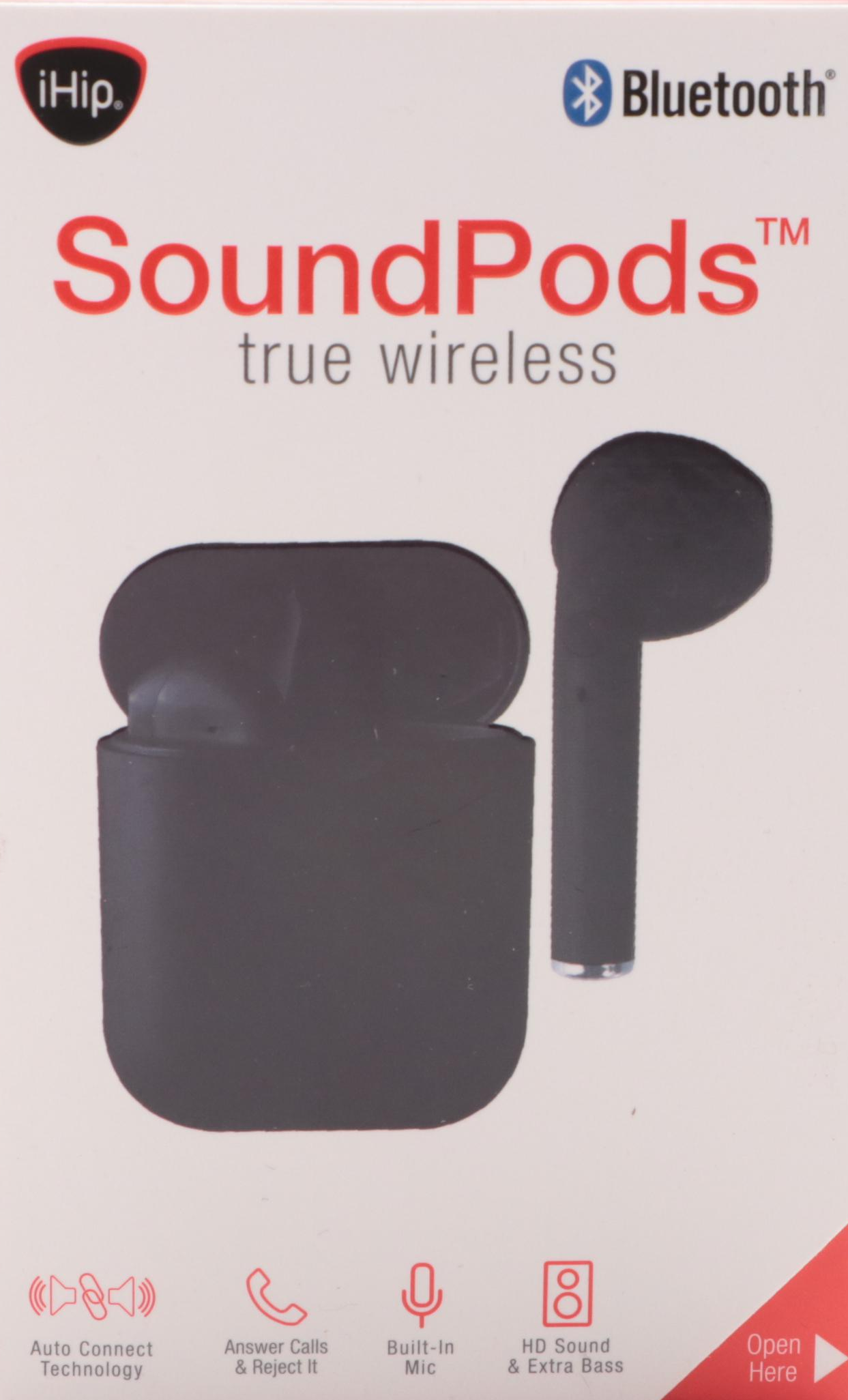iHip SoundPods Black Bluetooth Earbuds, 2020