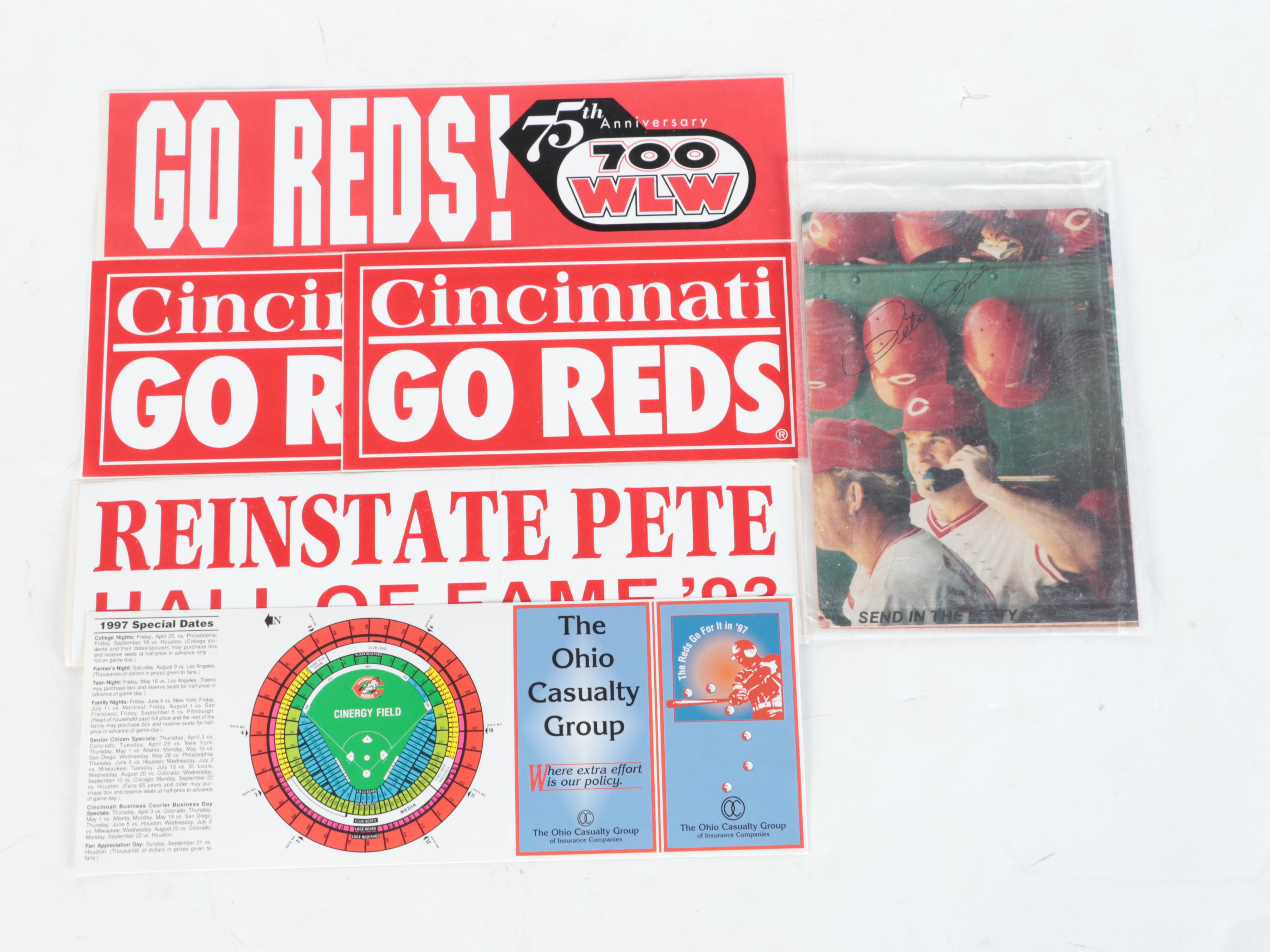 Cincinnati Reds Pete Rose, Other Shirts, Pins, Pages and More Memorabilia