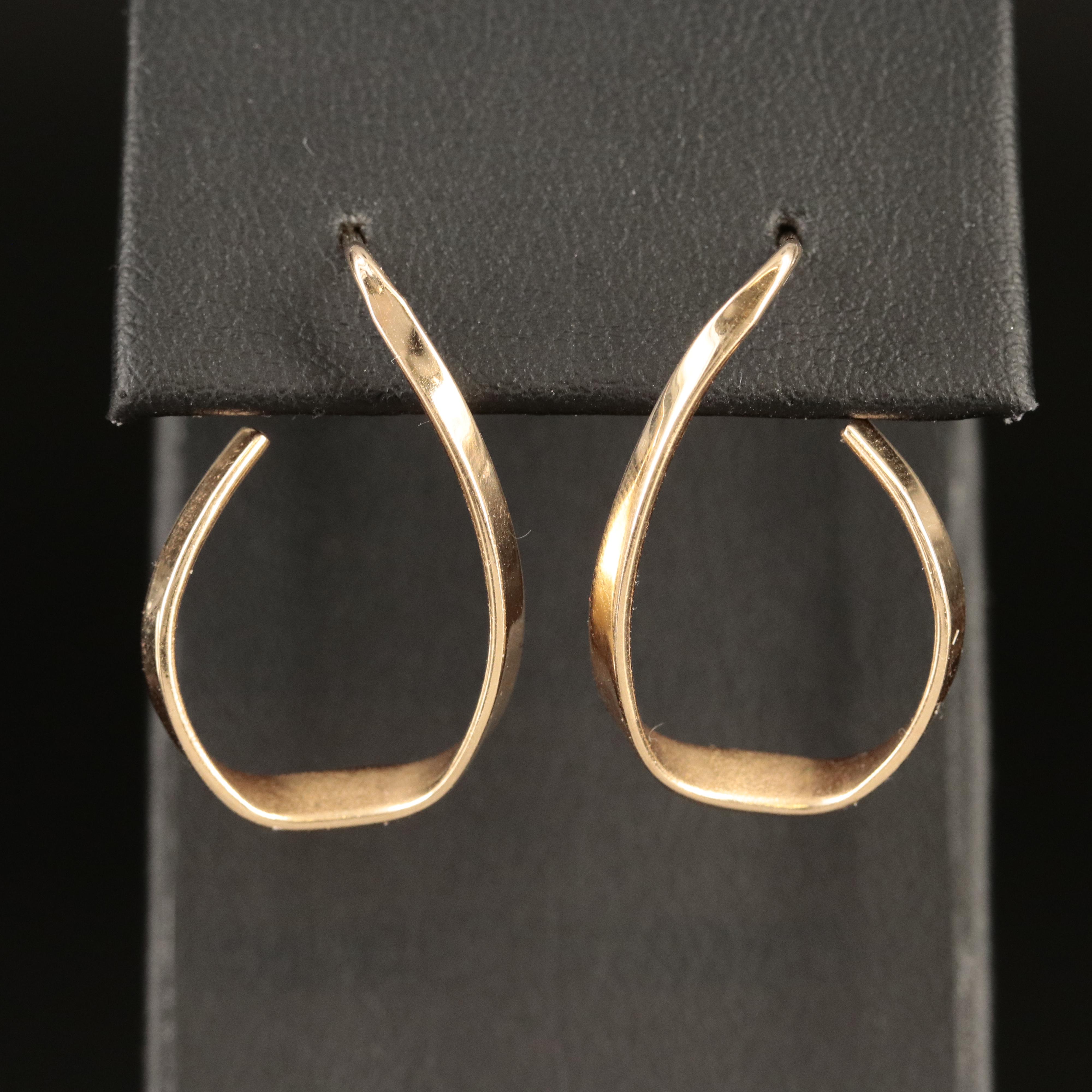 Ed Levin Studio 14K Front Facing J Hoop Earrings