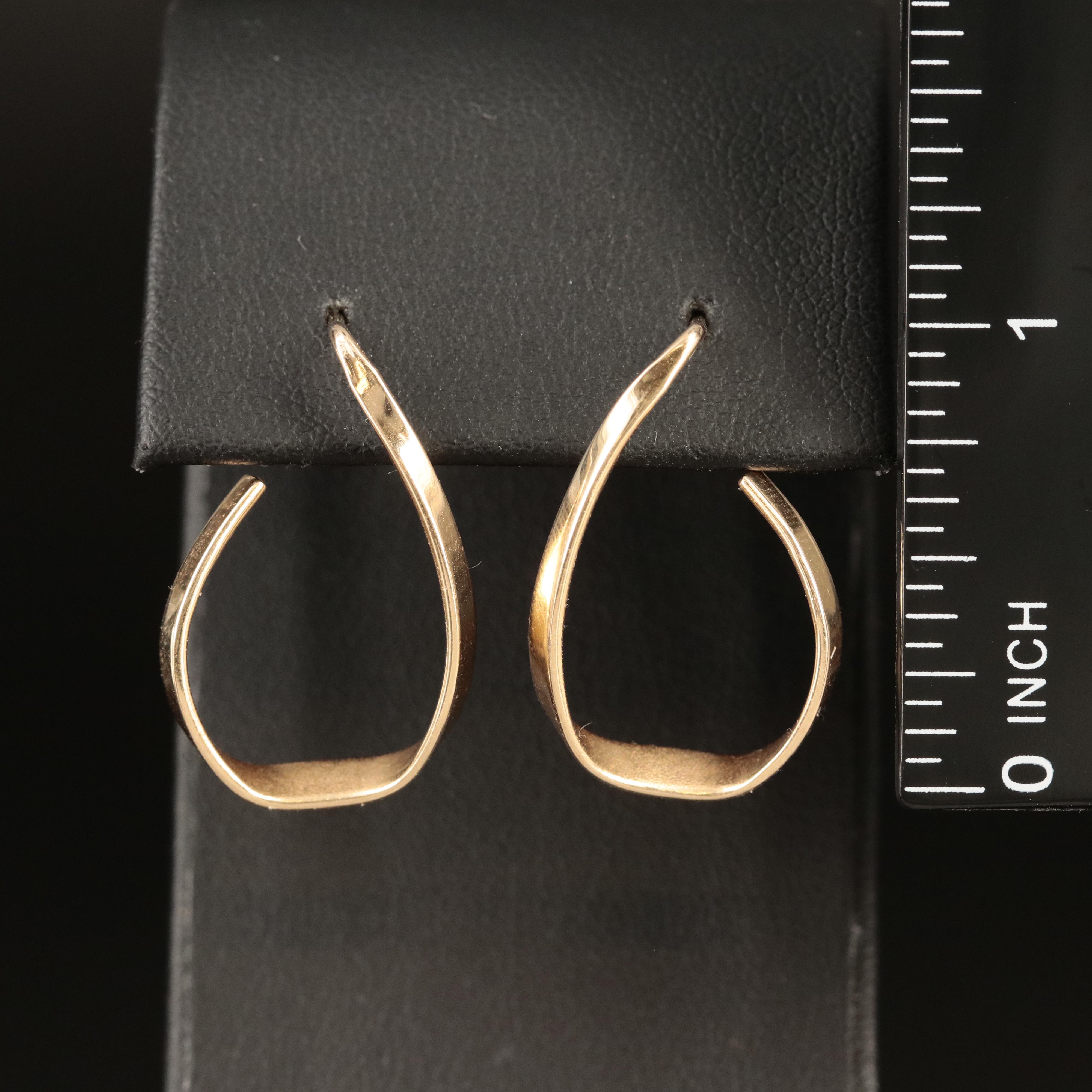 Ed Levin Studio 14K Front Facing J Hoop Earrings