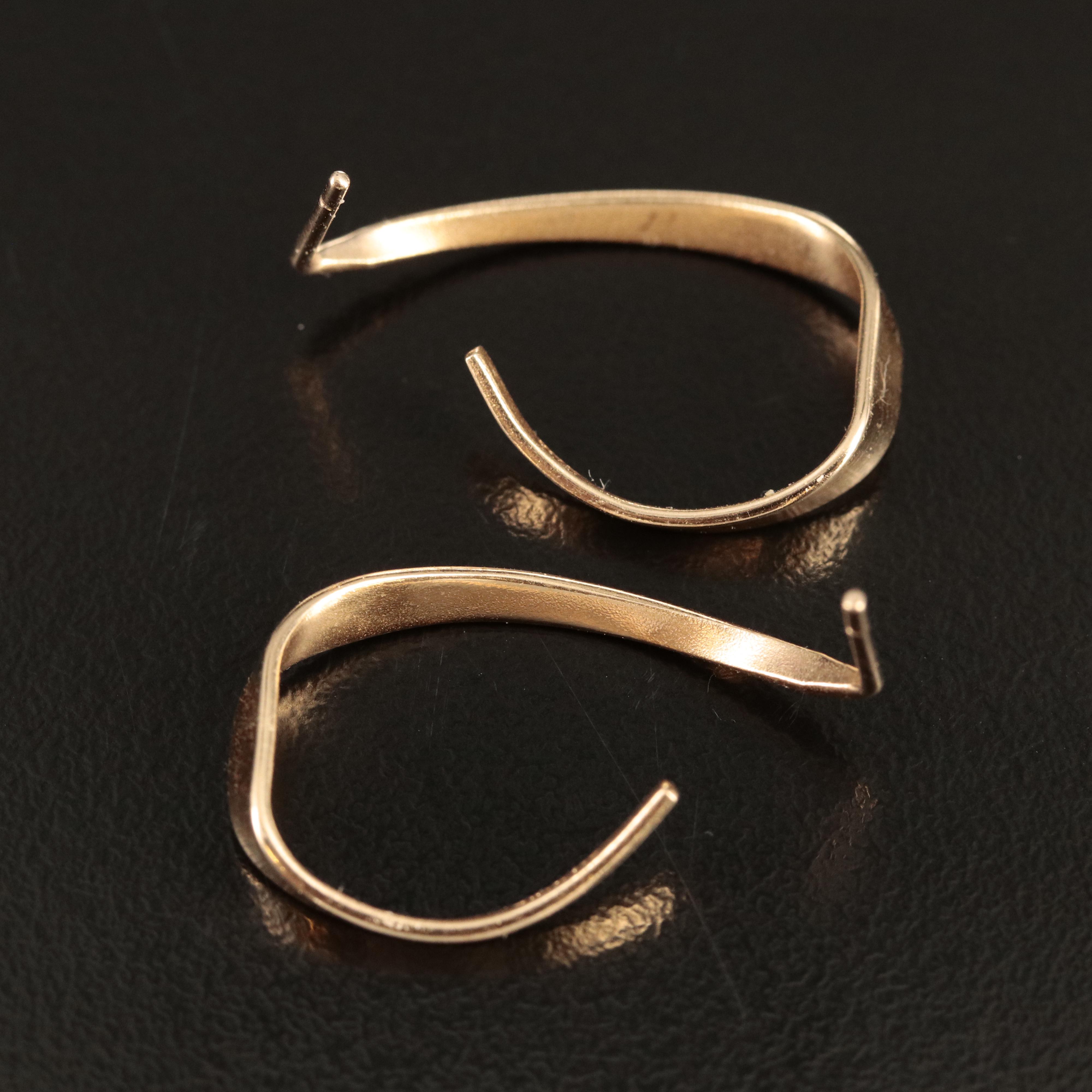 Ed Levin Studio 14K Front Facing J Hoop Earrings