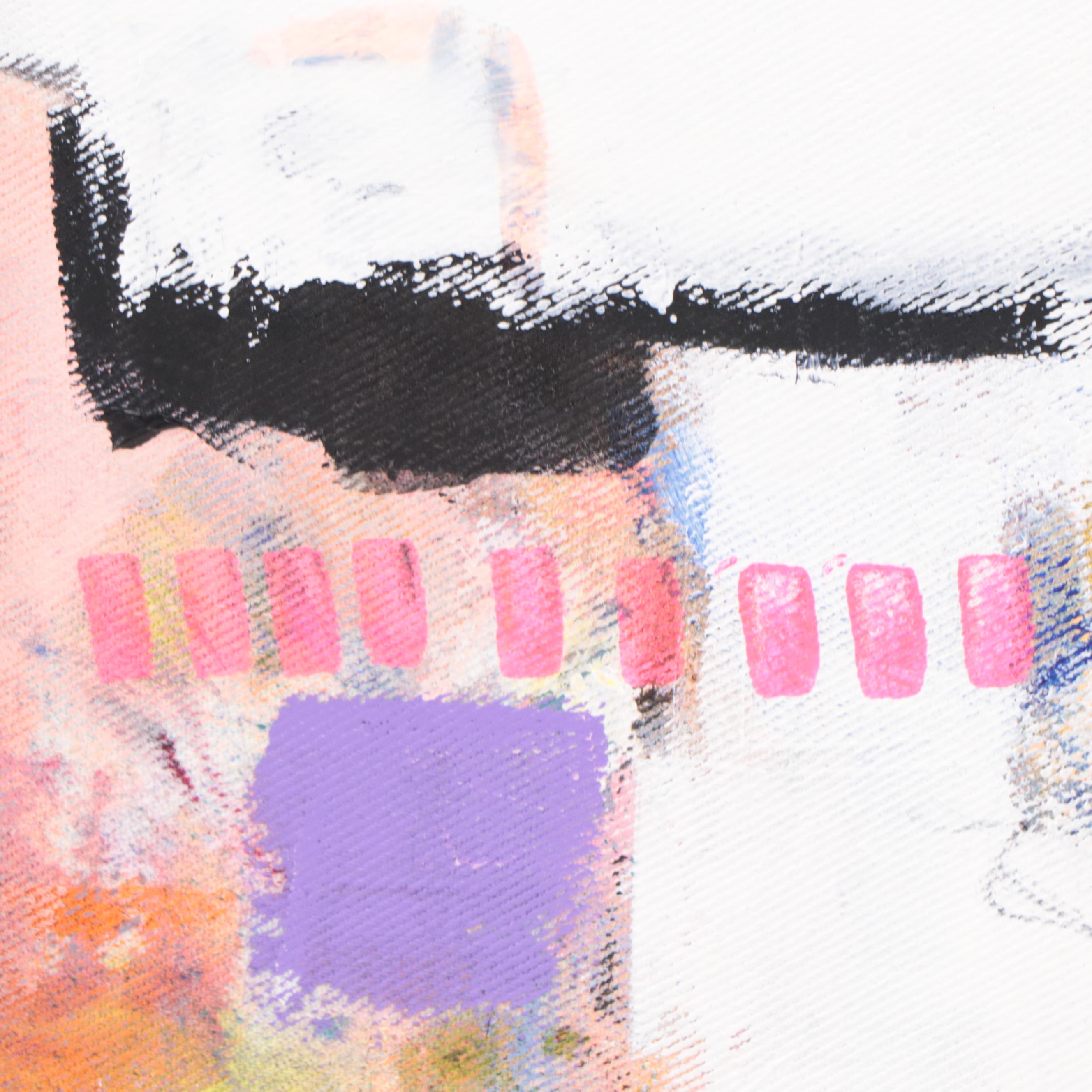 Milagros Pongo Abstract Mixed Media Painting "Squat," 21st Century