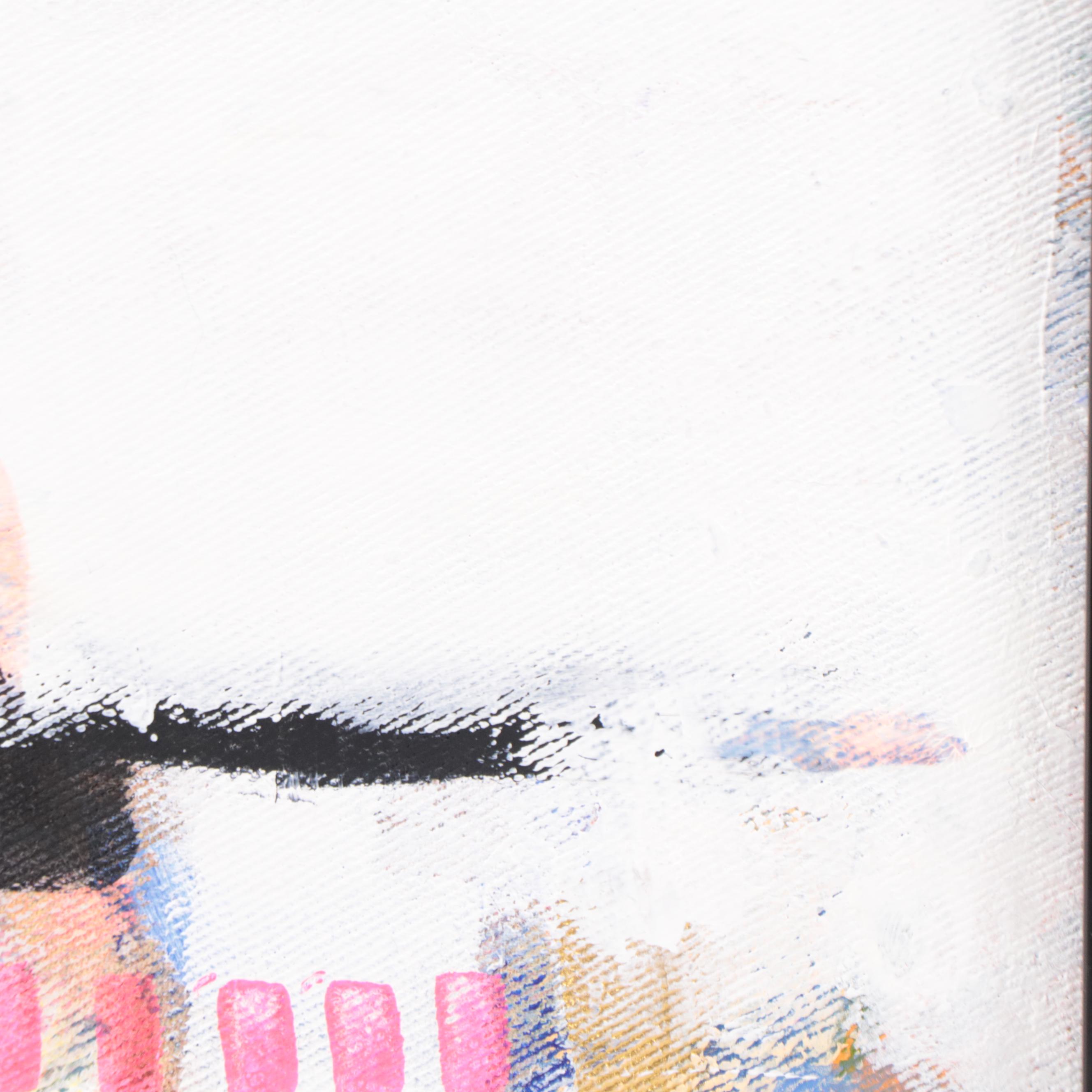 Milagros Pongo Abstract Mixed Media Painting "Squat," 21st Century