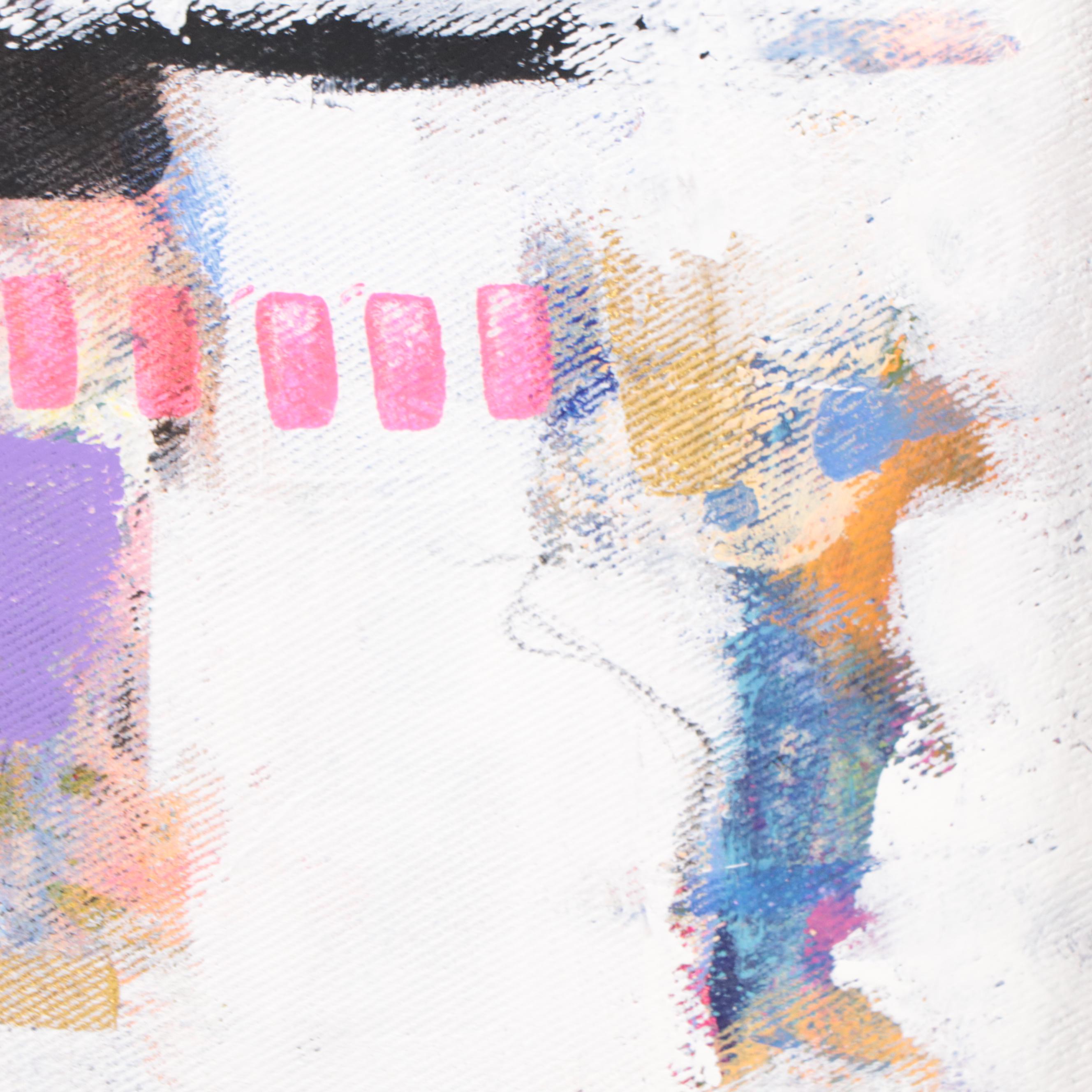 Milagros Pongo Abstract Mixed Media Painting "Squat," 21st Century