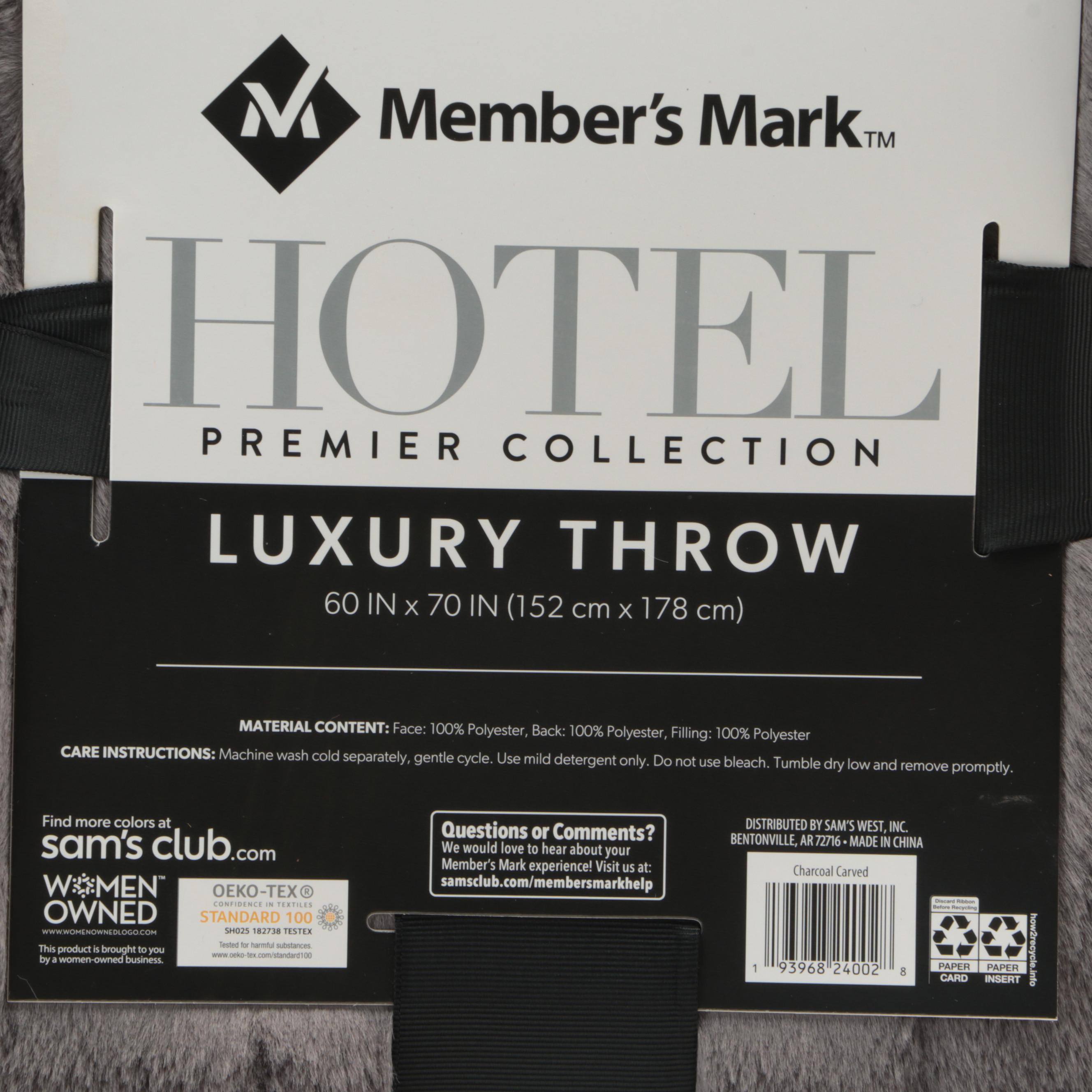 Member's Mark Hotel Premier Collection Luxury Throw in Carved Charcoal