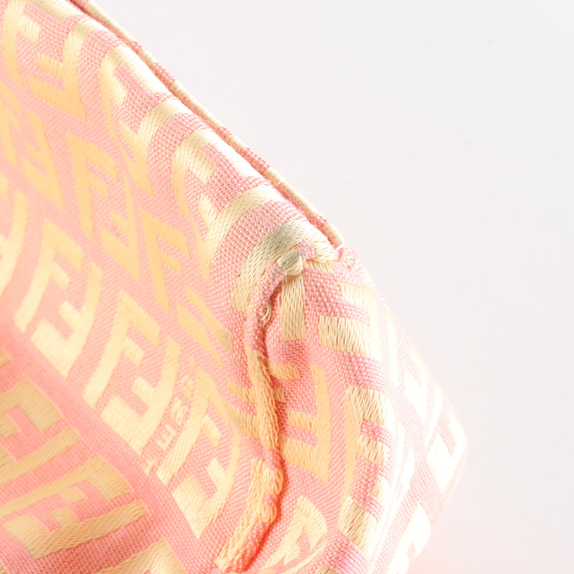 Fendi Pink Zucchino Canvas Tote with Leather Straps