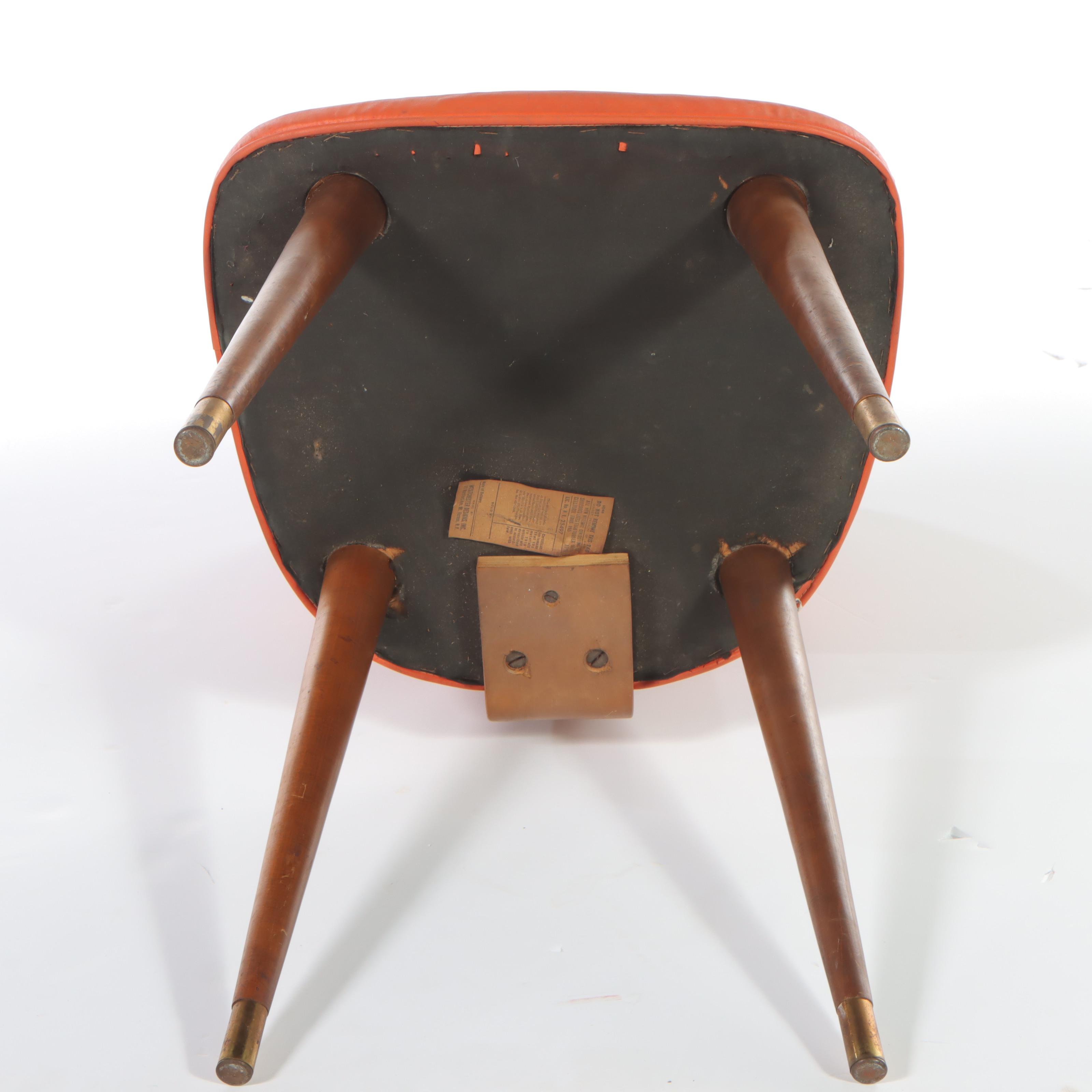 Four Westchester Designs Mid Century Modern Laminated Wood and Vinyl Side Chairs