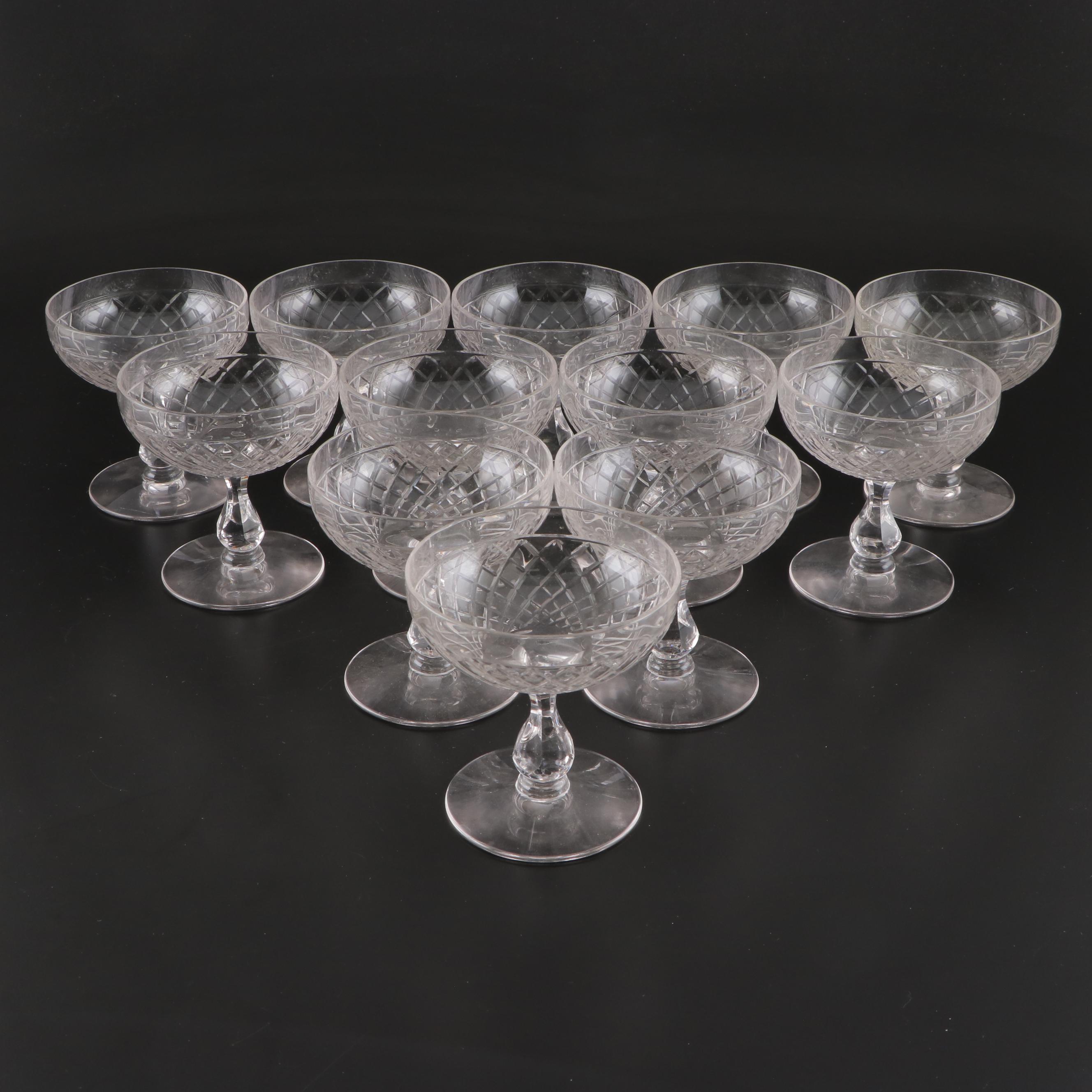 Cut Glass Champagne Coupes, Mid to Late 20th Century