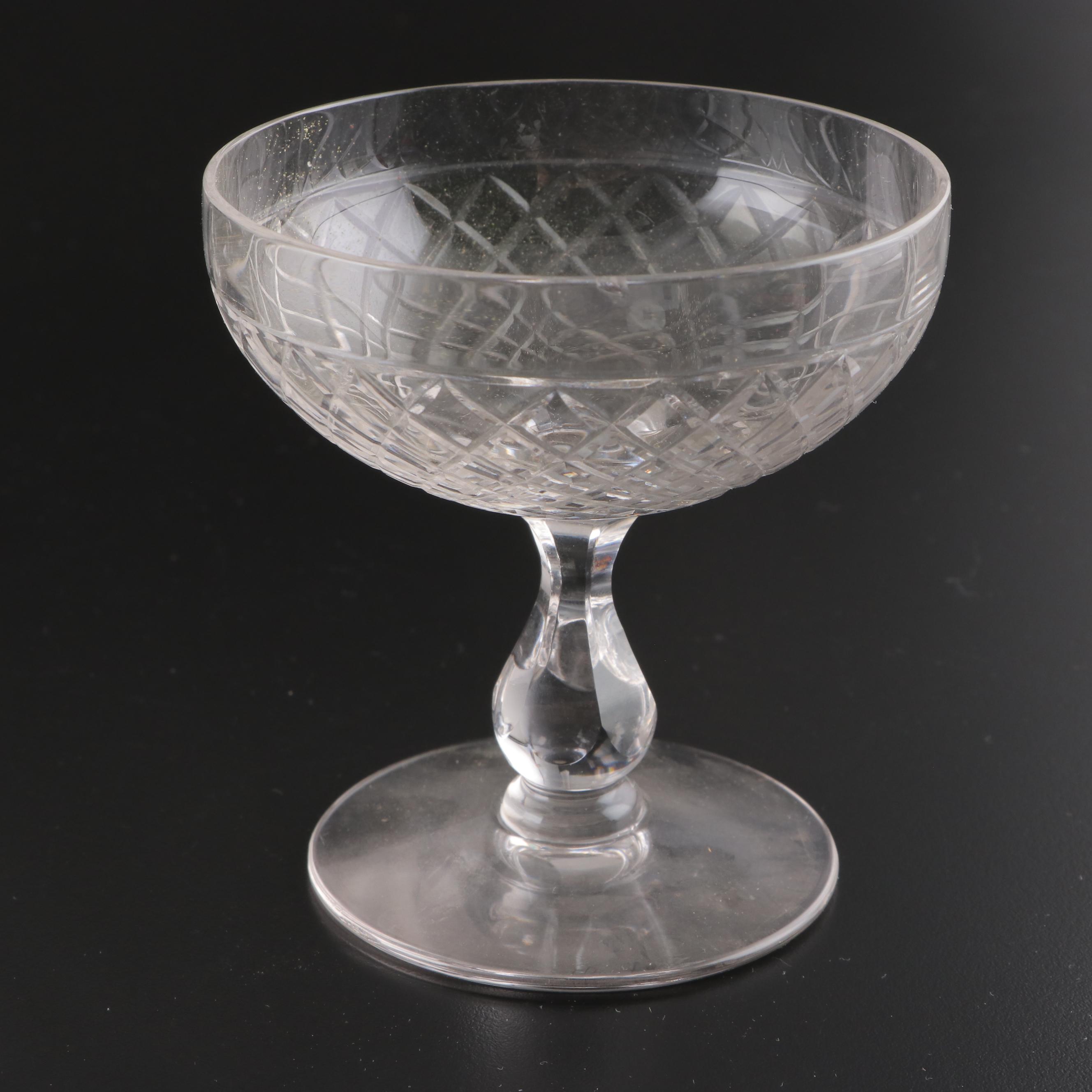 Cut Glass Champagne Coupes, Mid to Late 20th Century