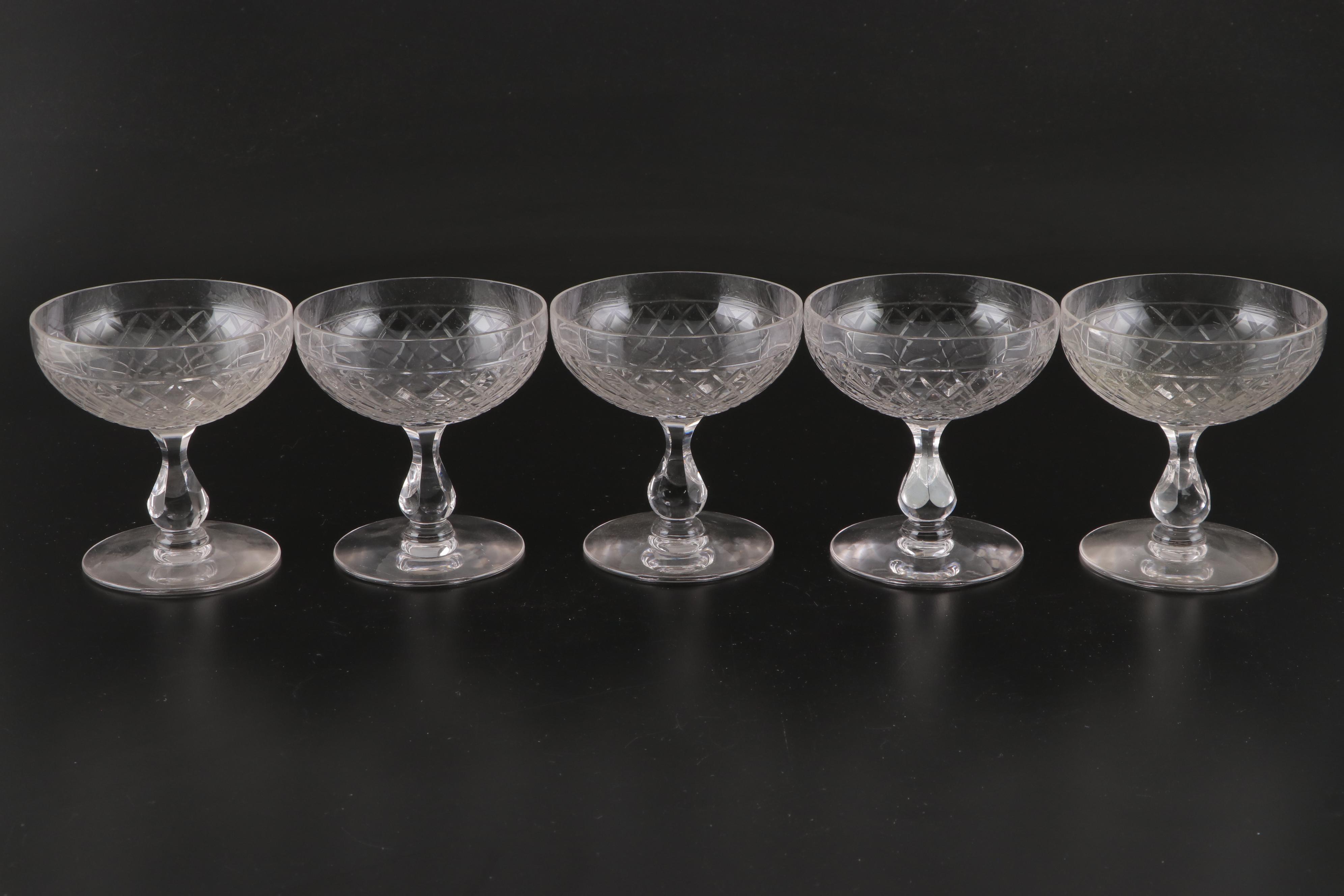 Cut Glass Champagne Coupes, Mid to Late 20th Century