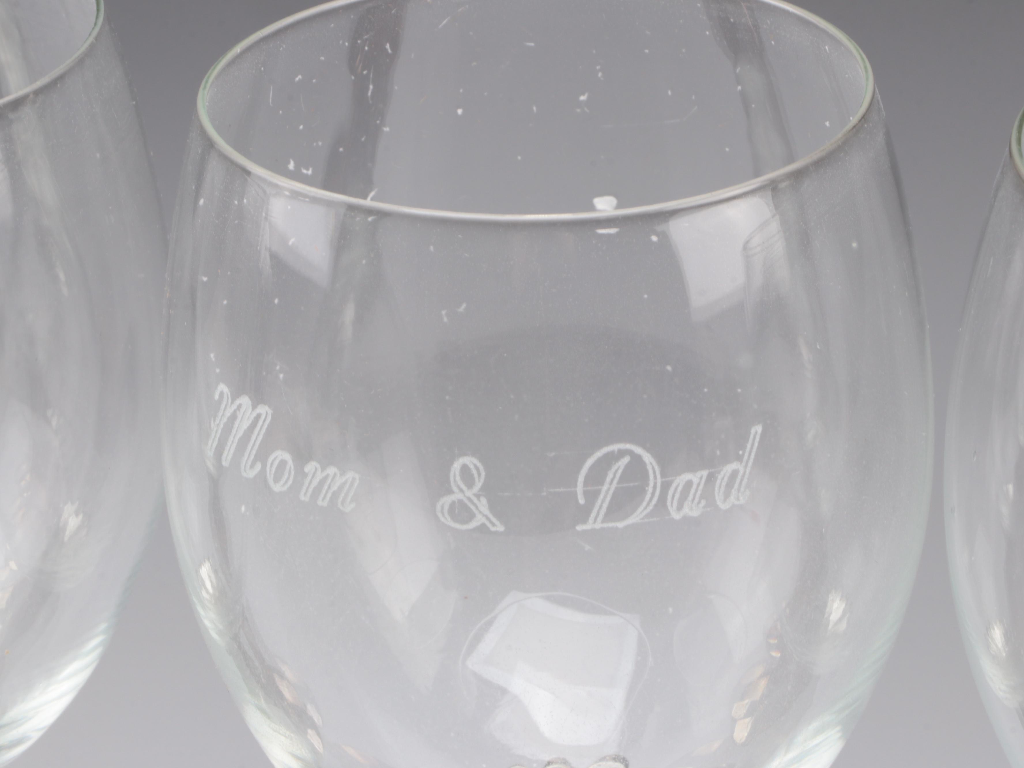 Gothic Style Metal Stem Wine Glasses and Champagne Fluets