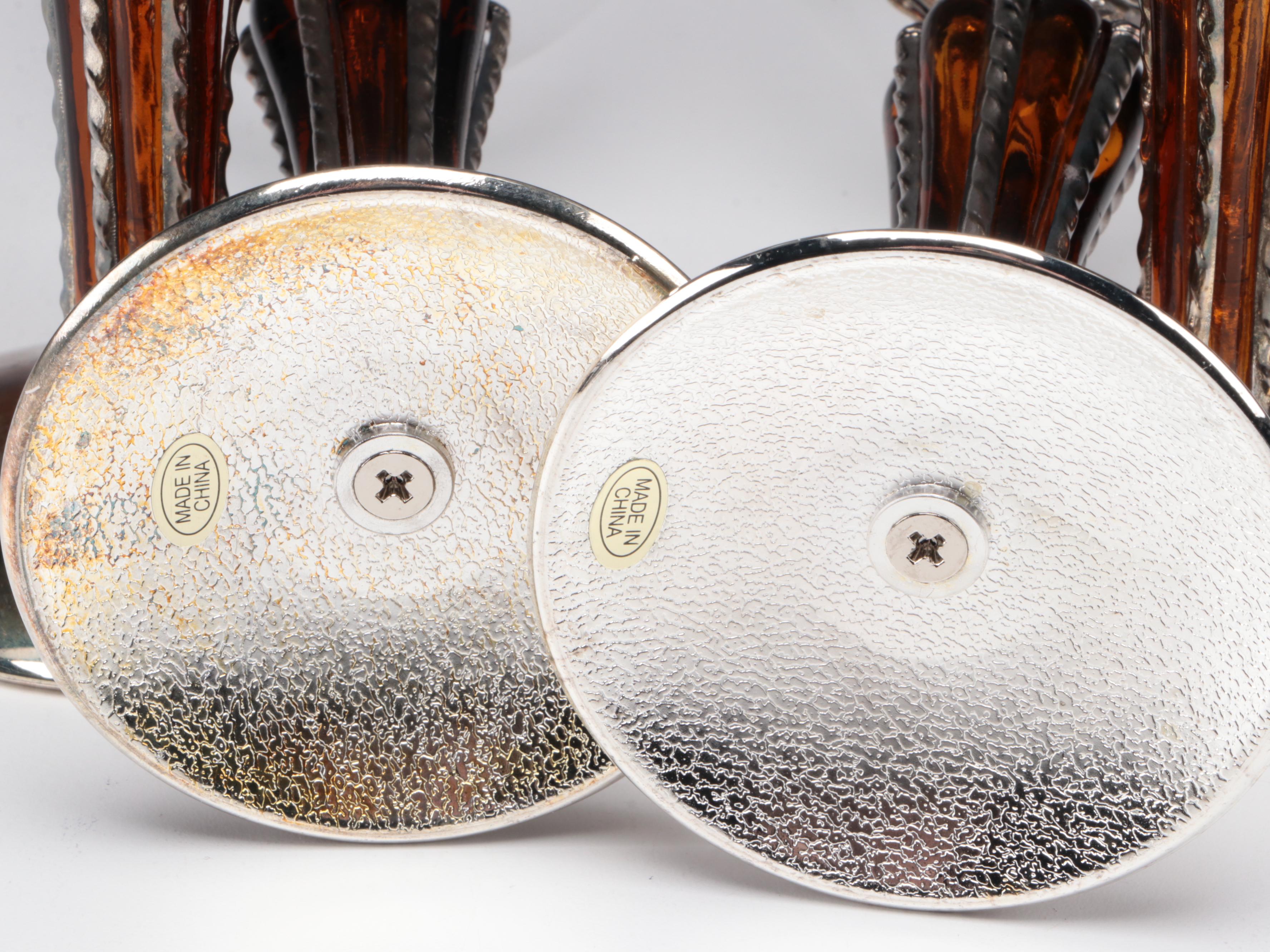 Gothic Style Metal Stem Wine Glasses and Champagne Fluets