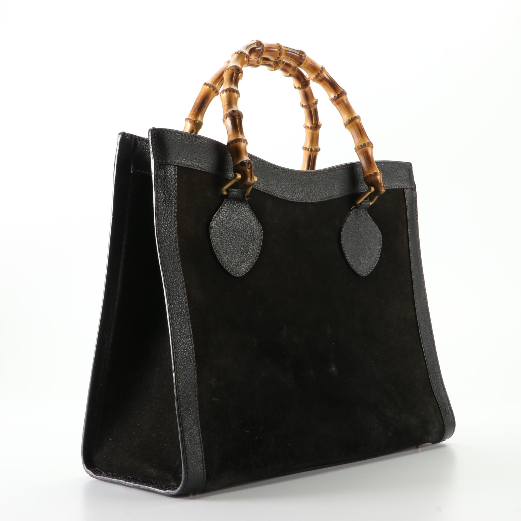 Gucci Bamboo Diana Tote Bag in Suede and Cinghiale Leather