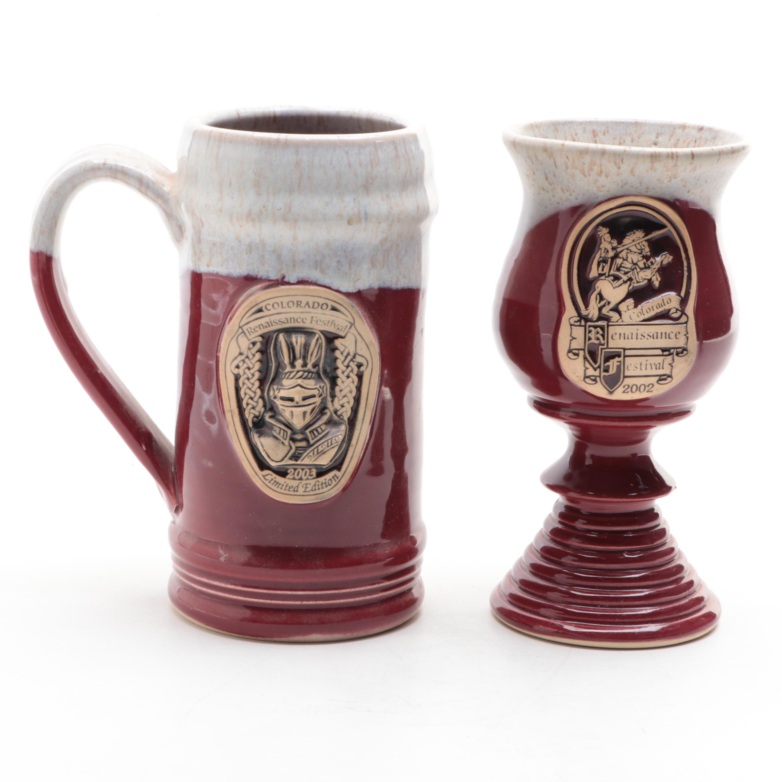 Colorado Renaissance Festival Earthenware Beer Mugs and Chalice