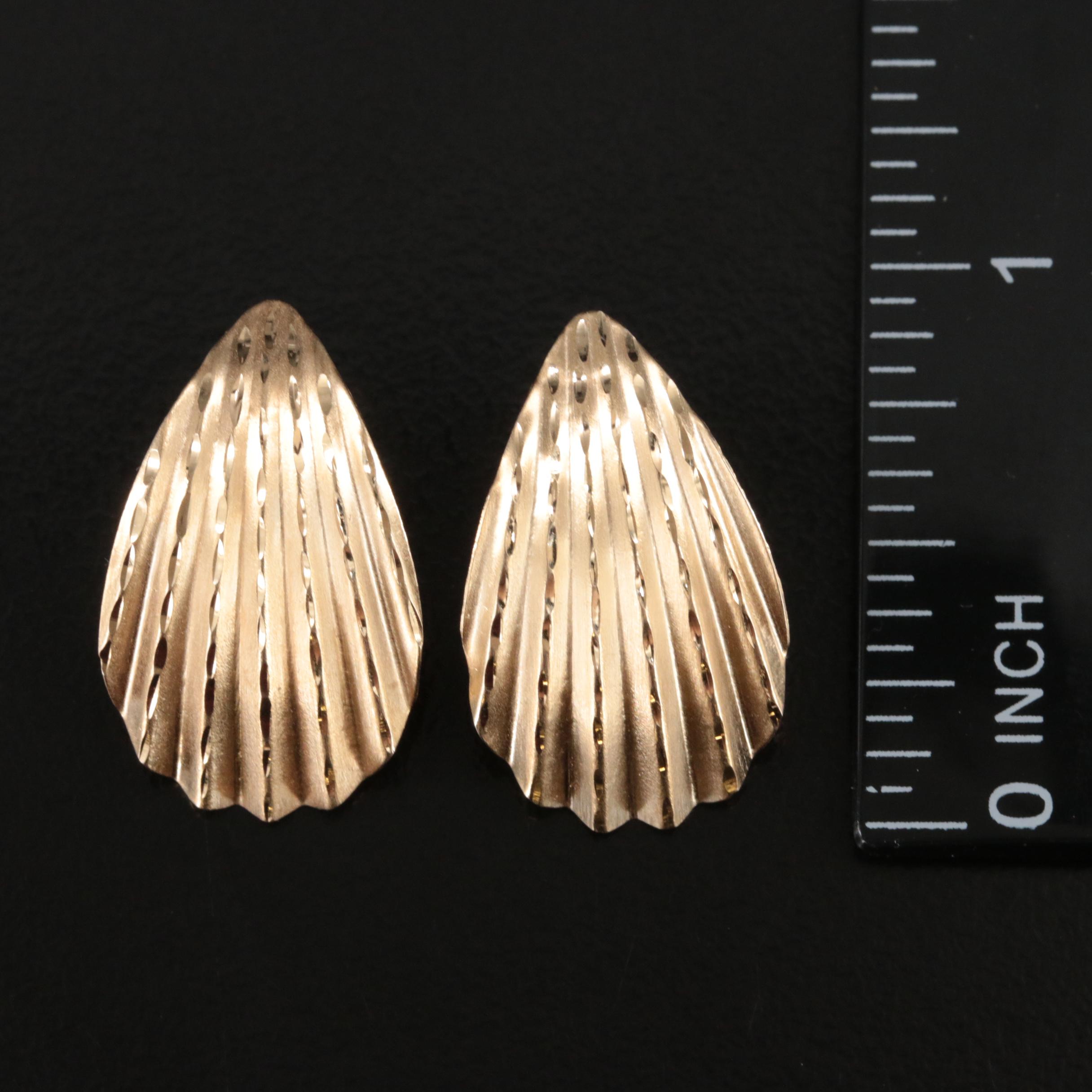 14K Fluted Earrings and 10K Crossover Slide Pendant