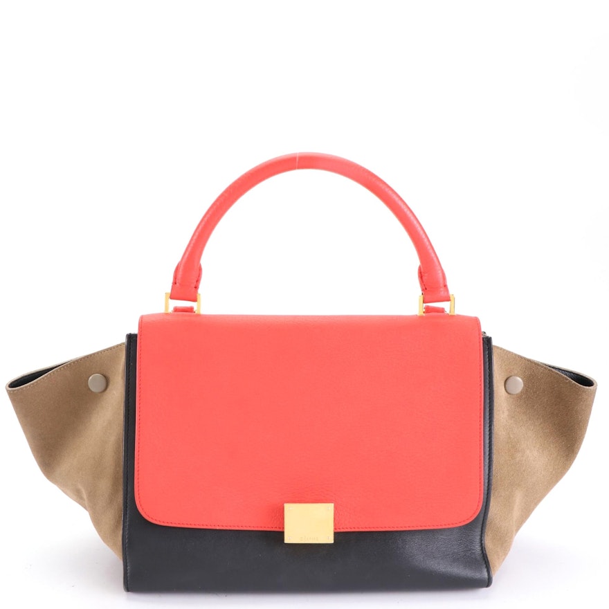 Céline Small Trapeze Bag in Leather and Suede with Shoulder Strap