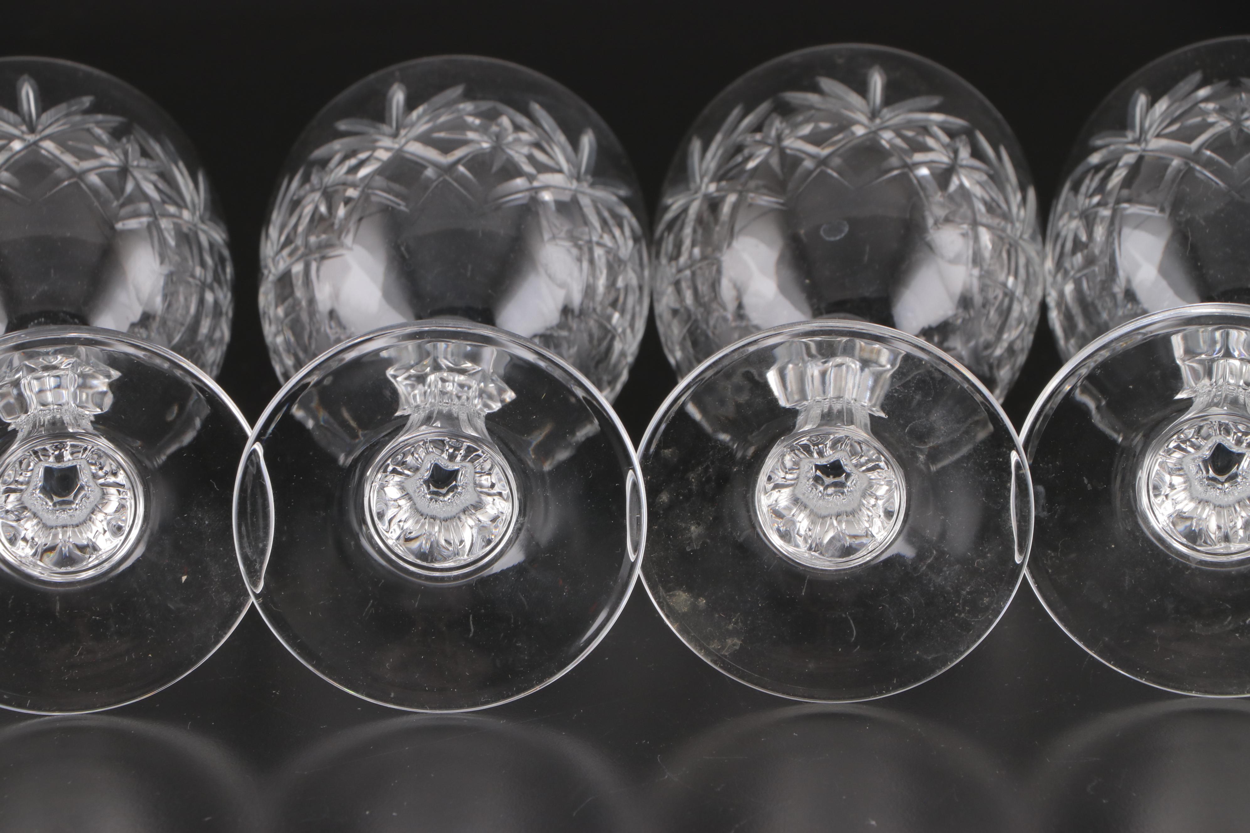 American Brilliant Style Pressed Glass Water Goblets and Wine Glasses