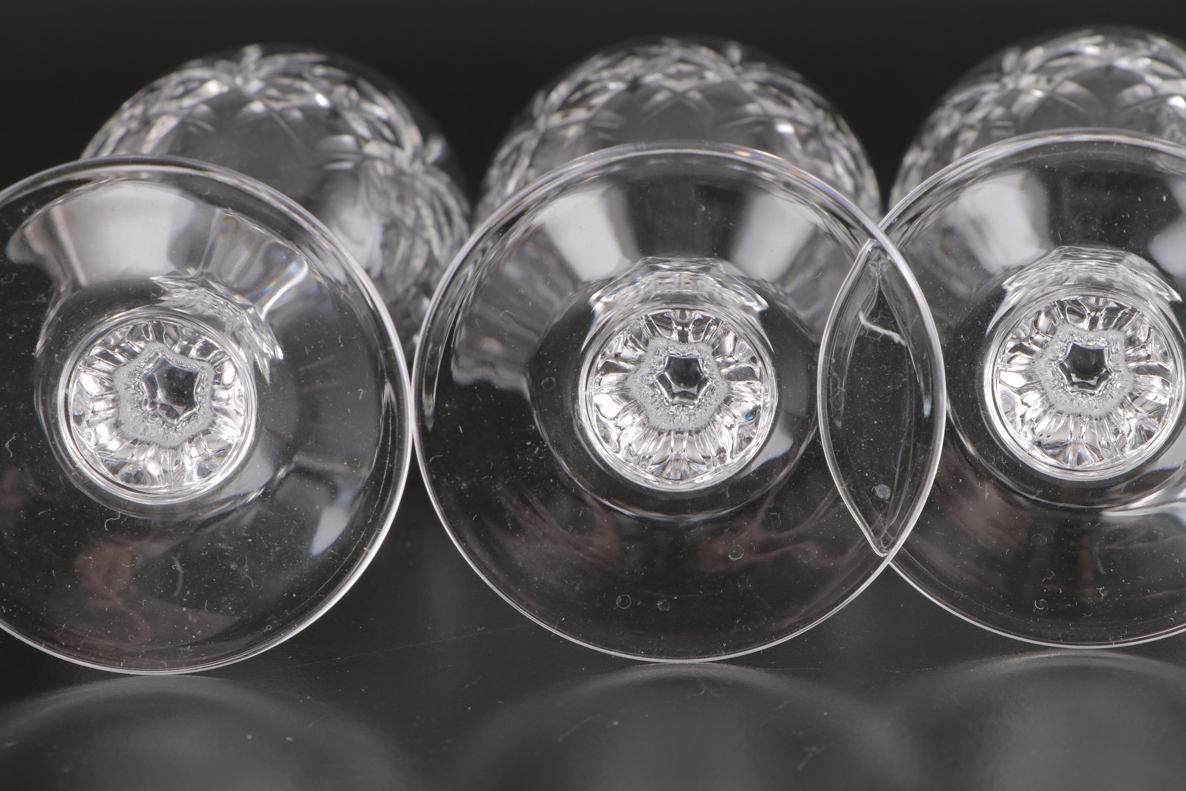 American Brilliant Style Pressed Glass Water Goblets and Wine Glasses