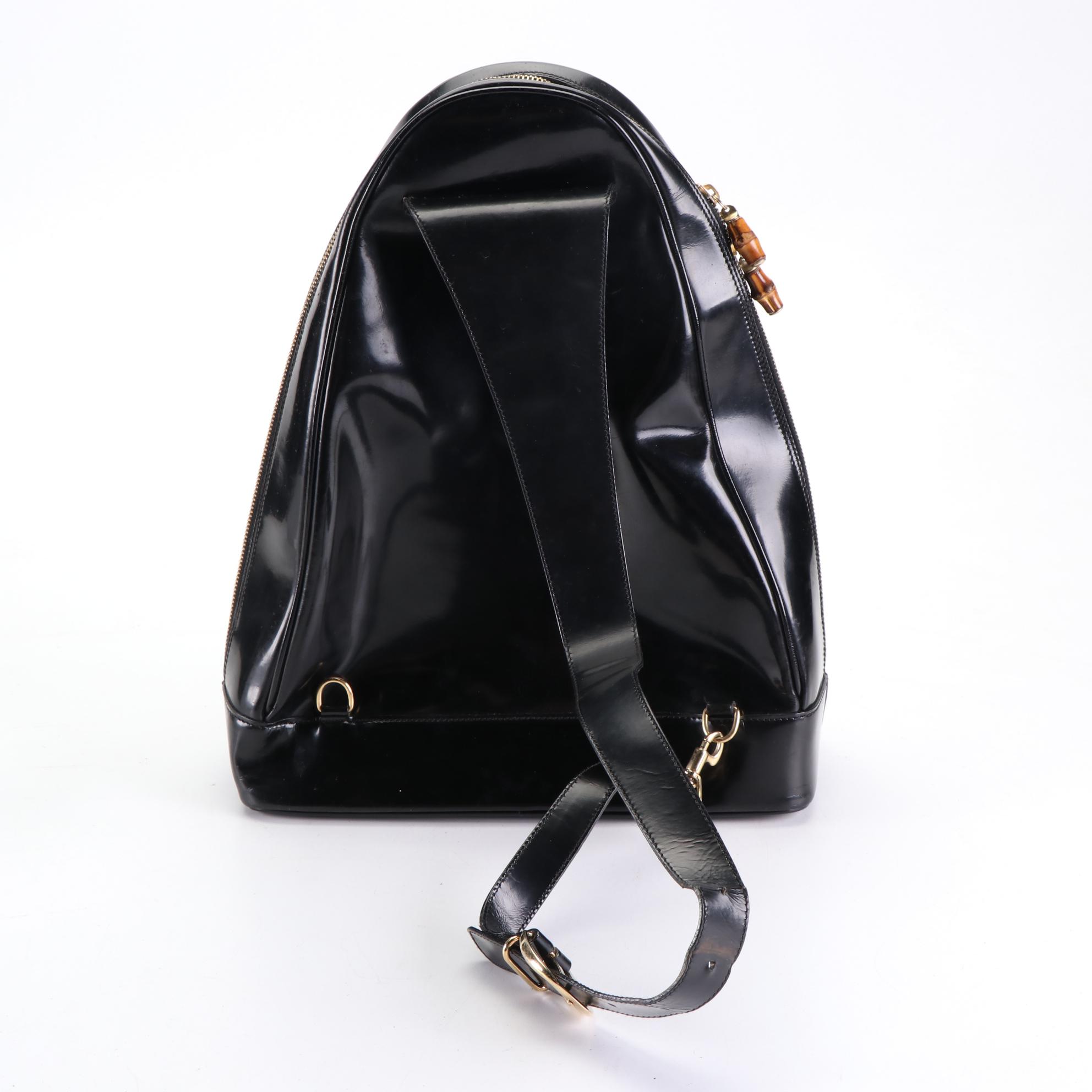Gucci Sling Backpack in Mastercalf Glazed Leather with Bamboo Zip Pulls