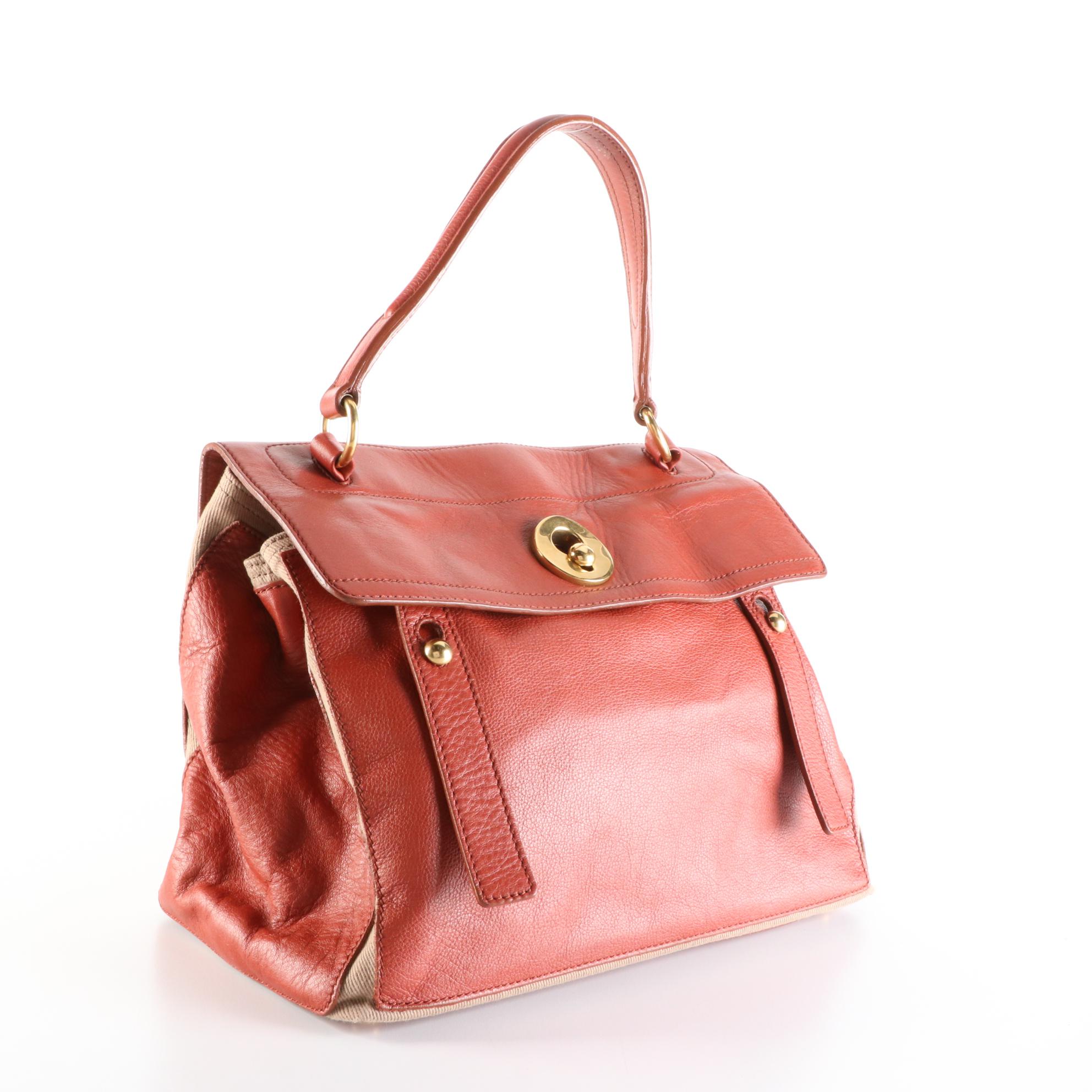 Yves Saint Laurent Muse Two Handbag in Calfskin Grained Leather and Textile