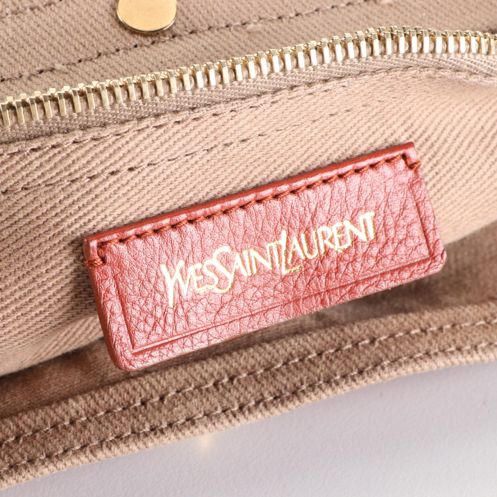 Yves Saint Laurent Muse Two Handbag in Calfskin Grained Leather and Textile