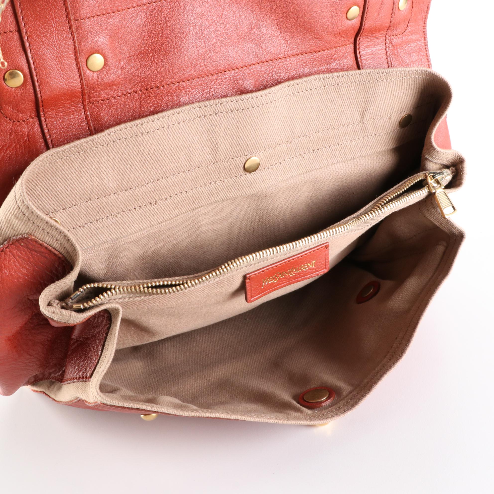 Yves Saint Laurent Muse Two Handbag in Calfskin Grained Leather and Textile