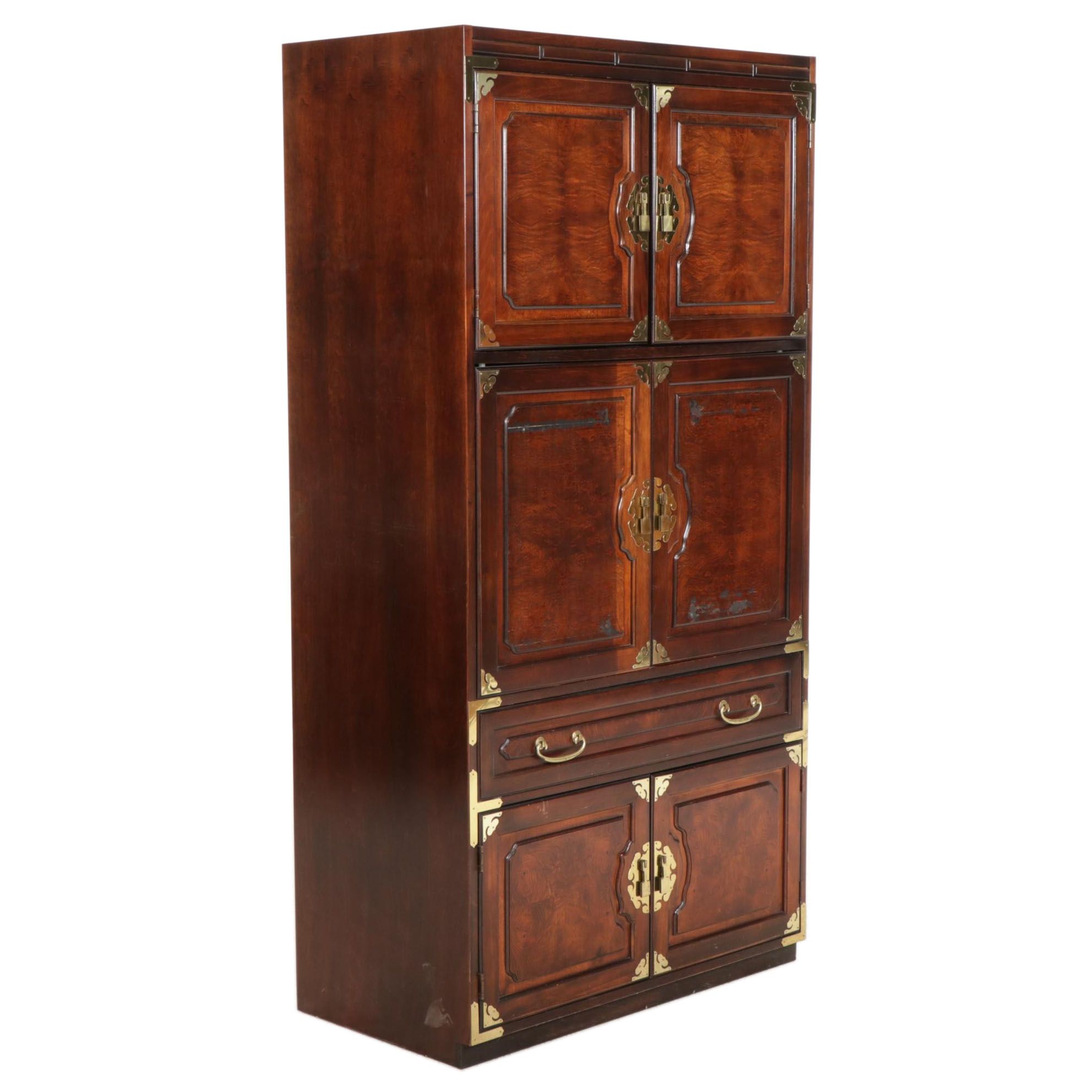 Bernhardt Chinese Style Wall Unit Cabinets and Shelves, Late 20th Century