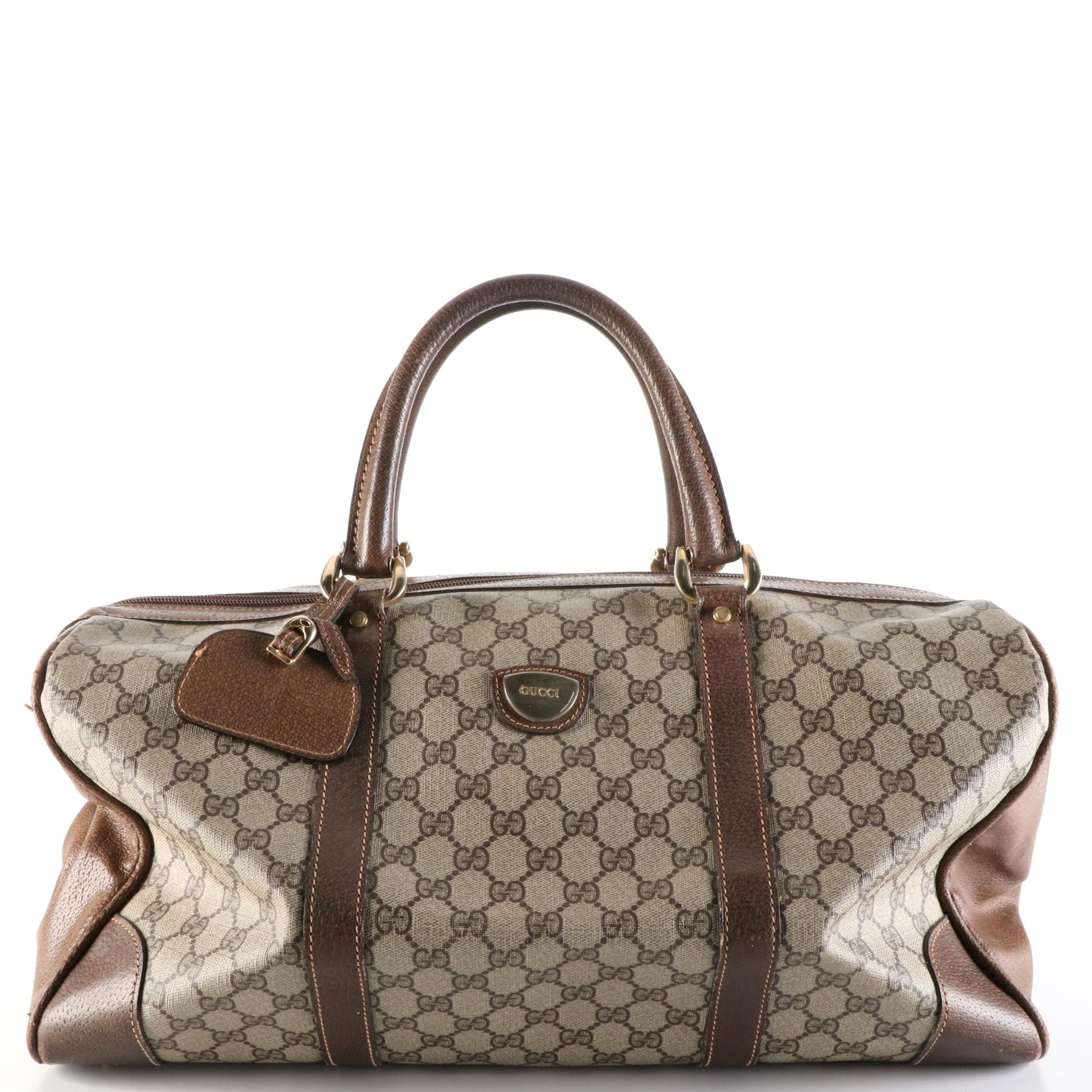 Gucci Boston Bag in GG Supreme Canvas and Leather