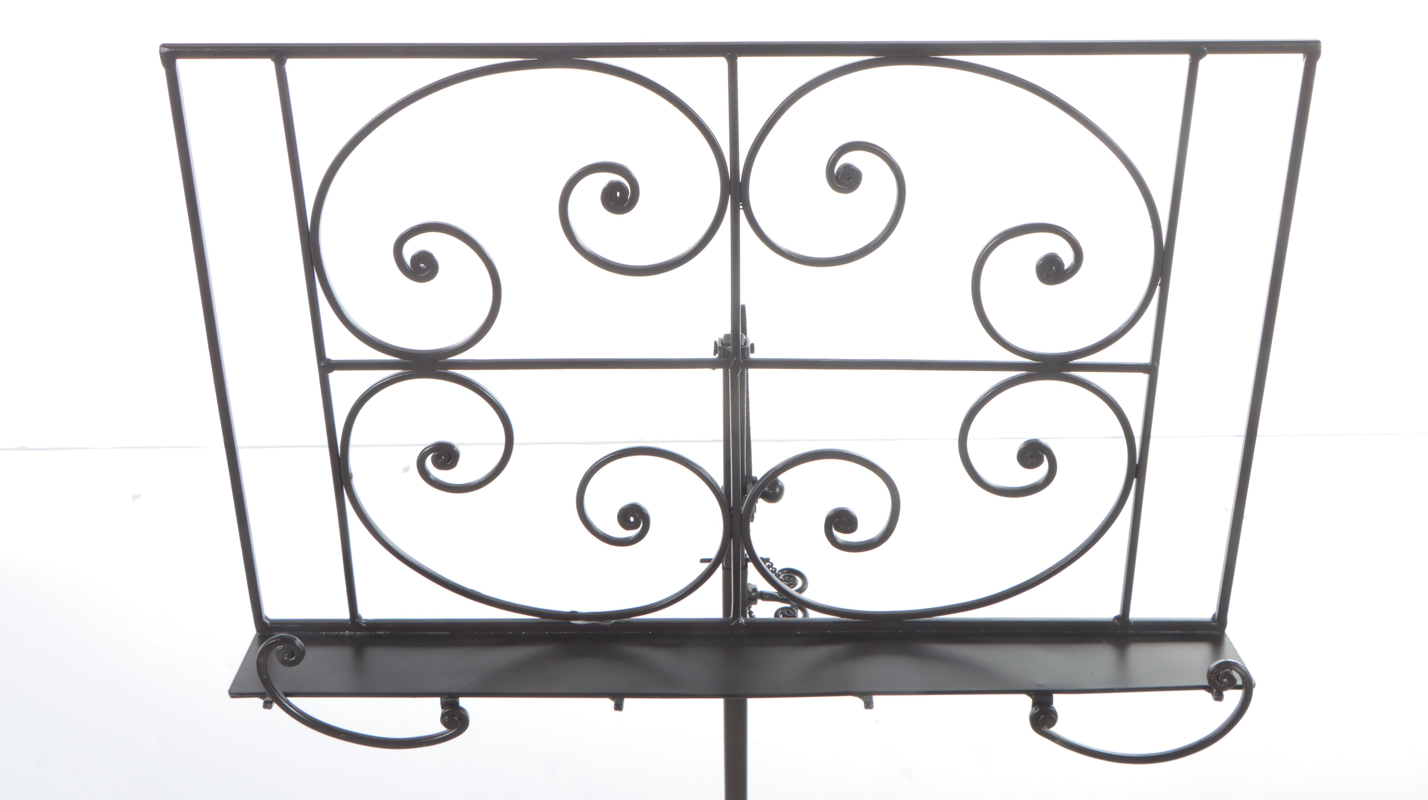 Patinated and Scrolled Metal Adjustable Music Stand