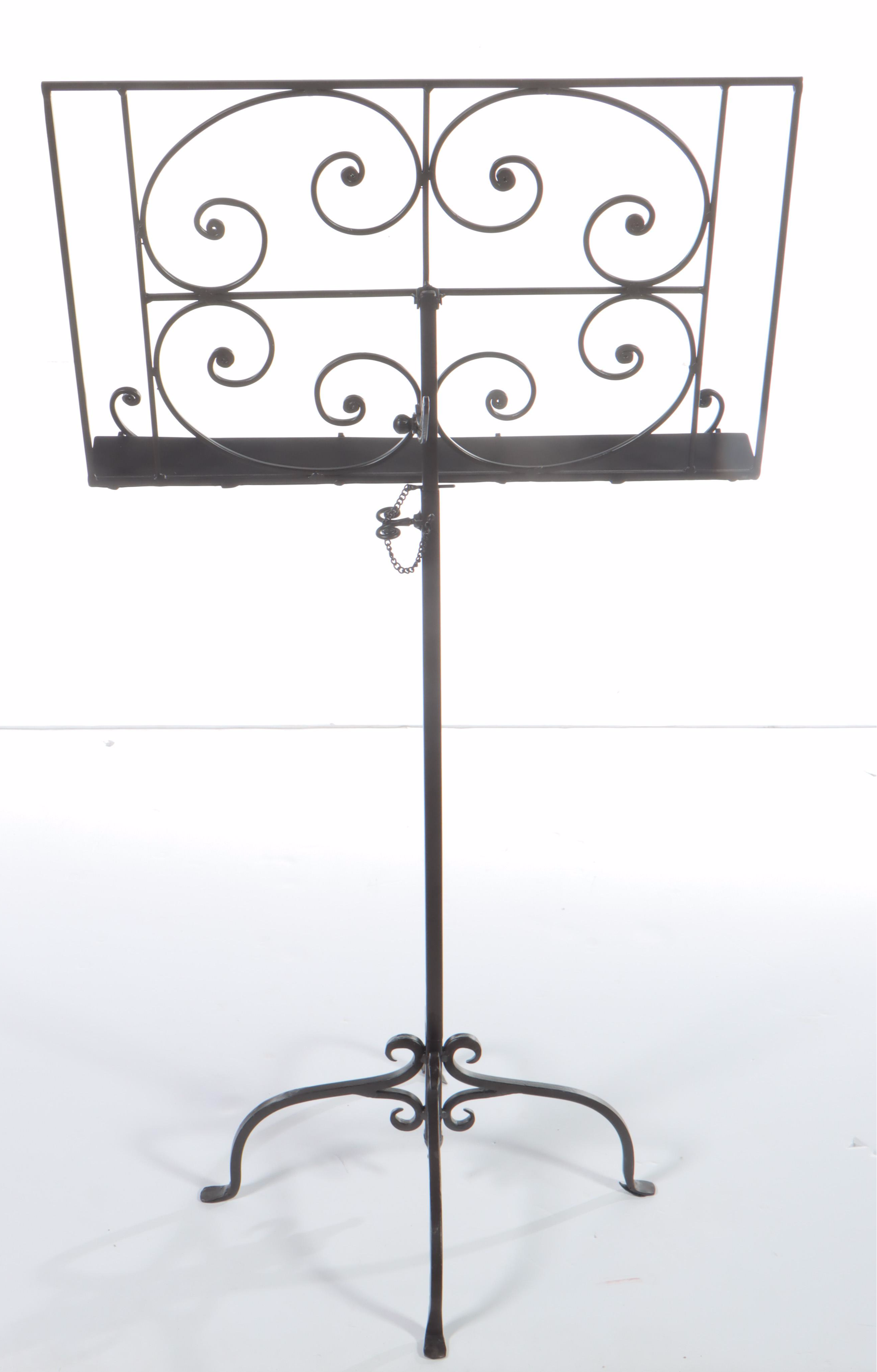 Patinated and Scrolled Metal Adjustable Music Stand